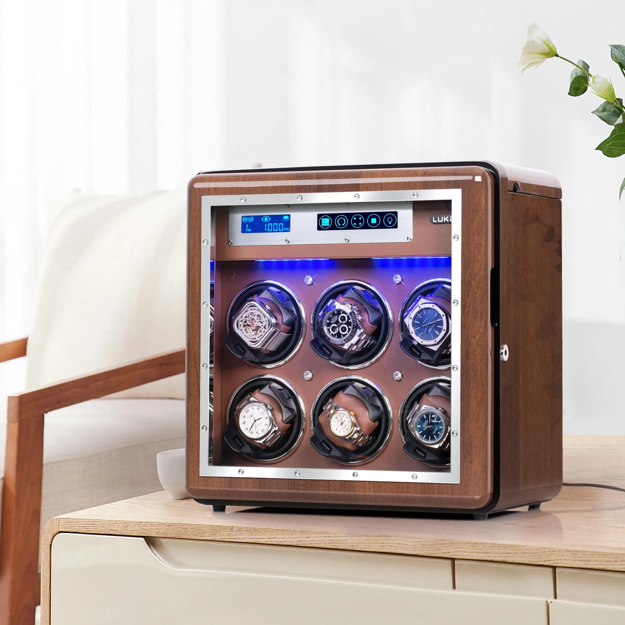 [ NEW ARRIVALS ] 6 4 Walnut Wood Automatic Quad Watch Winder