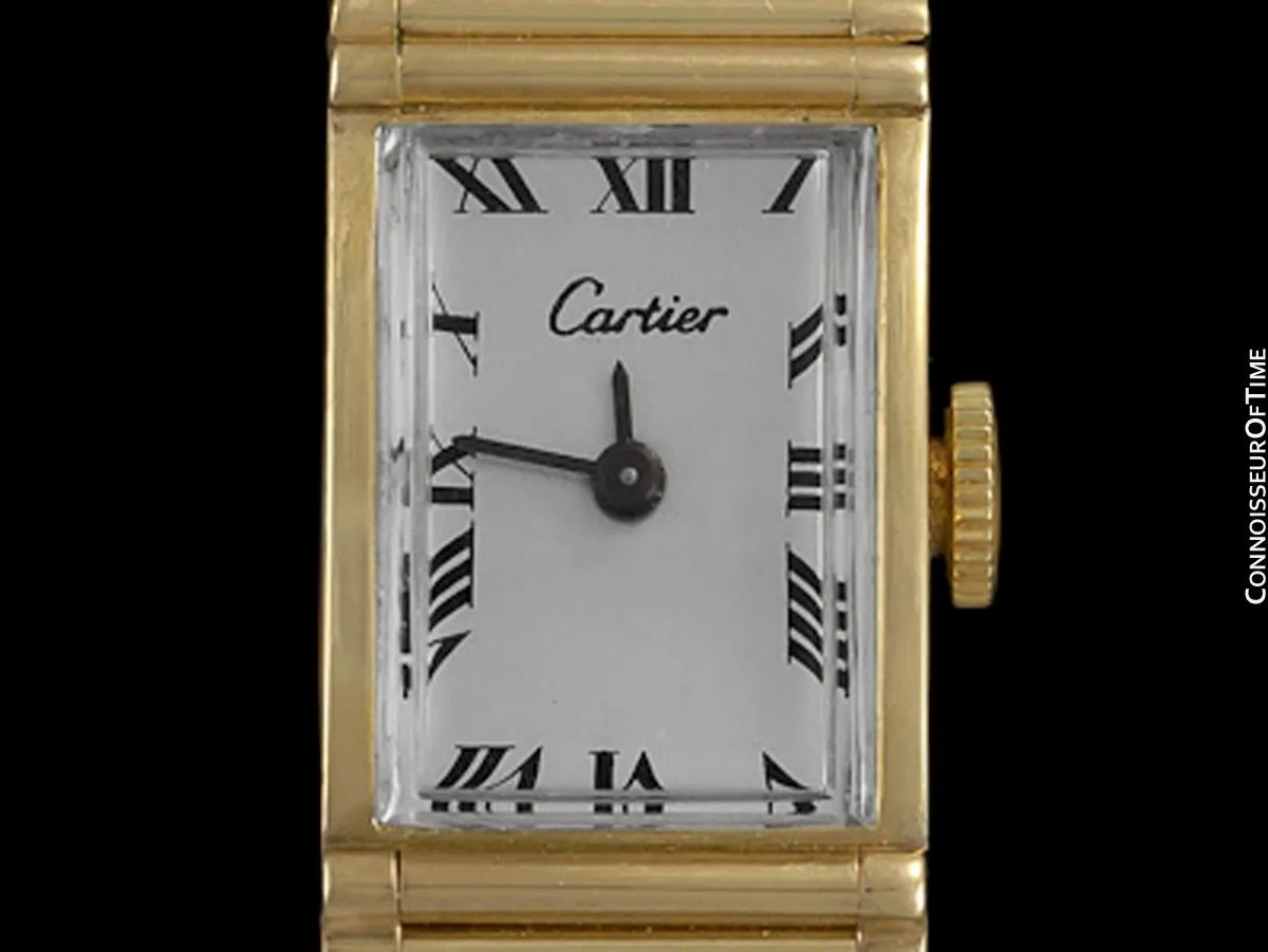 1960's Cartier by Girard Perregaux Vintage Ladies Watch with Bamboo Style Bracelet - 18K Gold