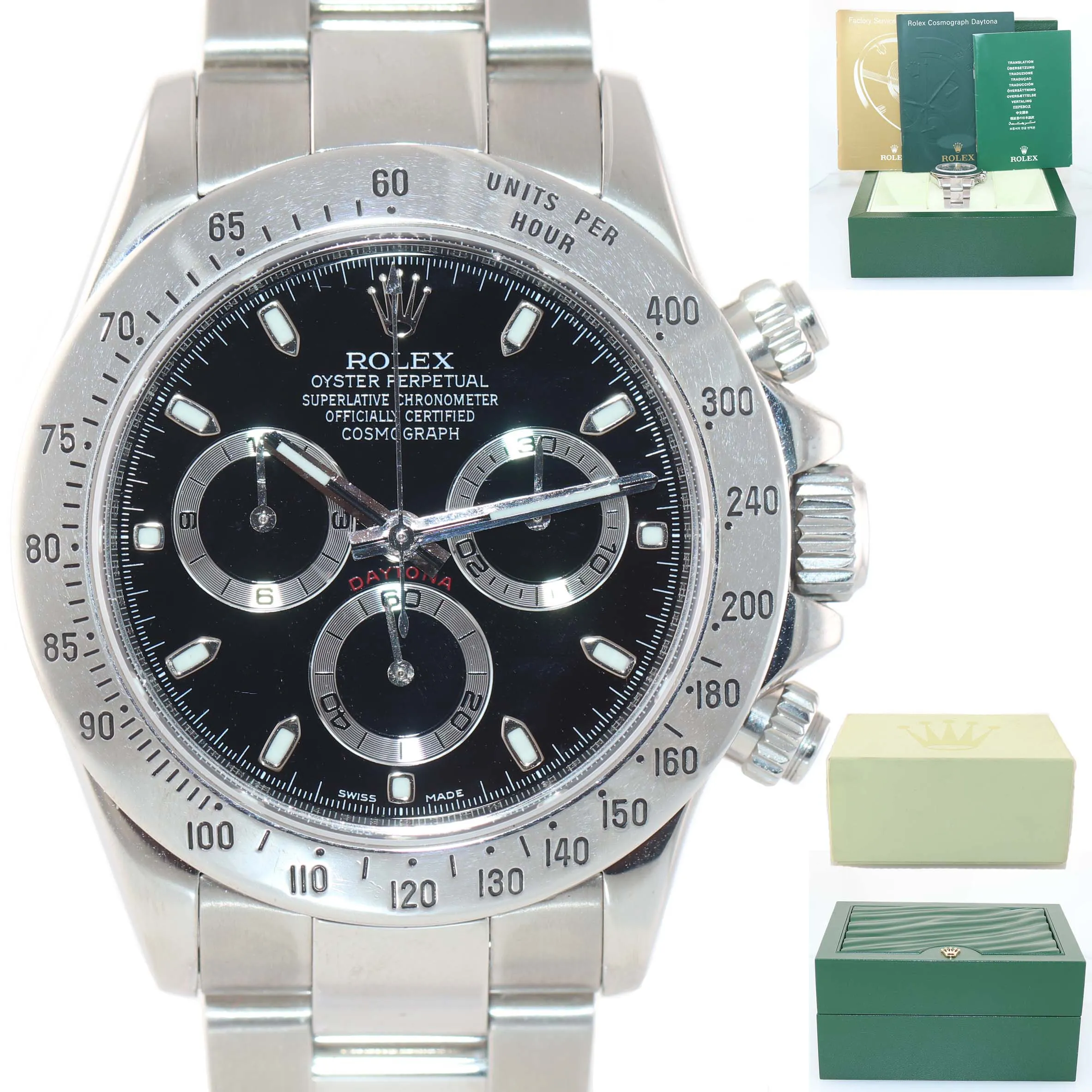 2009 MINT Rolex Daytona Cosmograph 116520 Black Steel Engraved Rehaut Watch Box