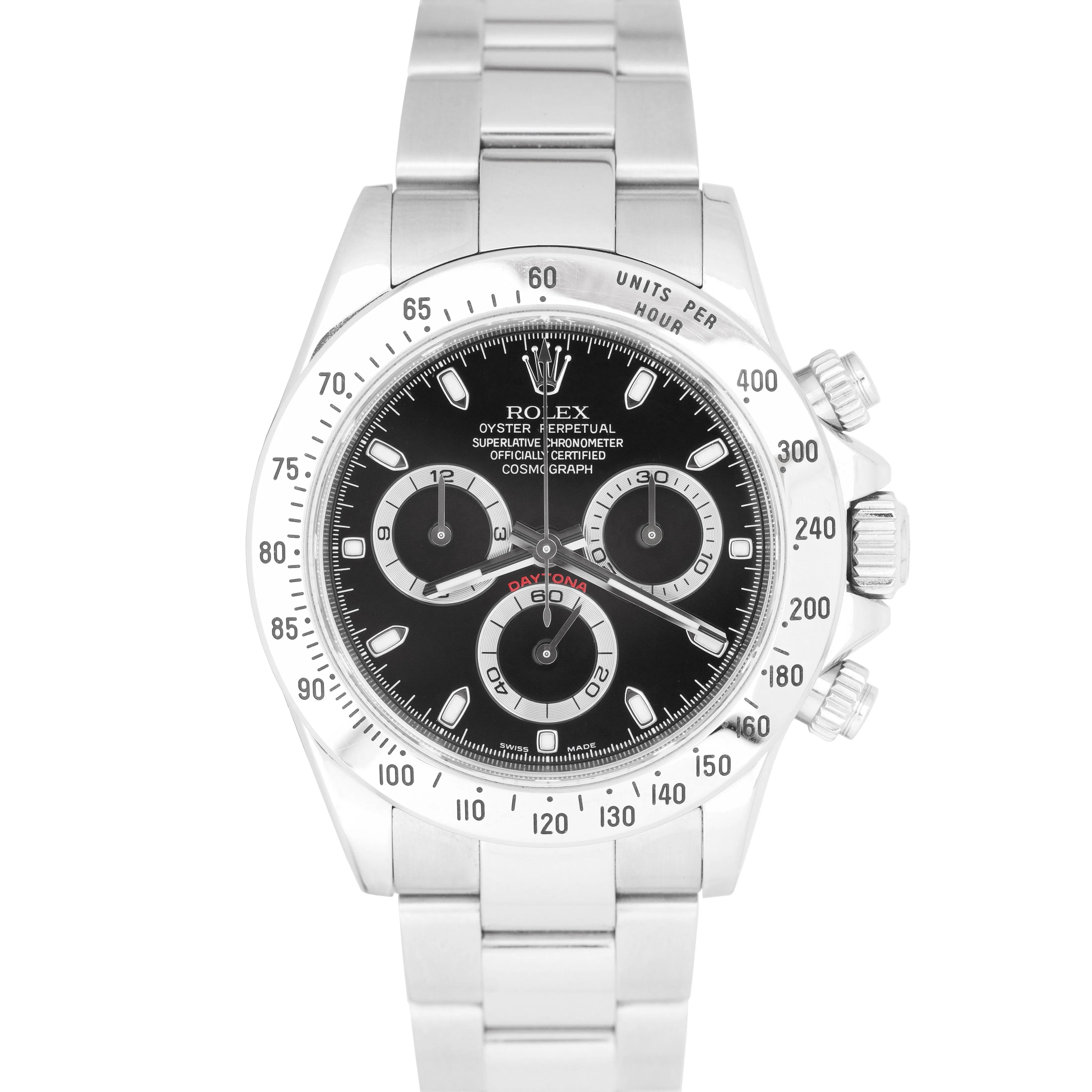 2014 Rolex Daytona Cosmograph CHROMALIGHT Black Steel 40mm Watch 116520