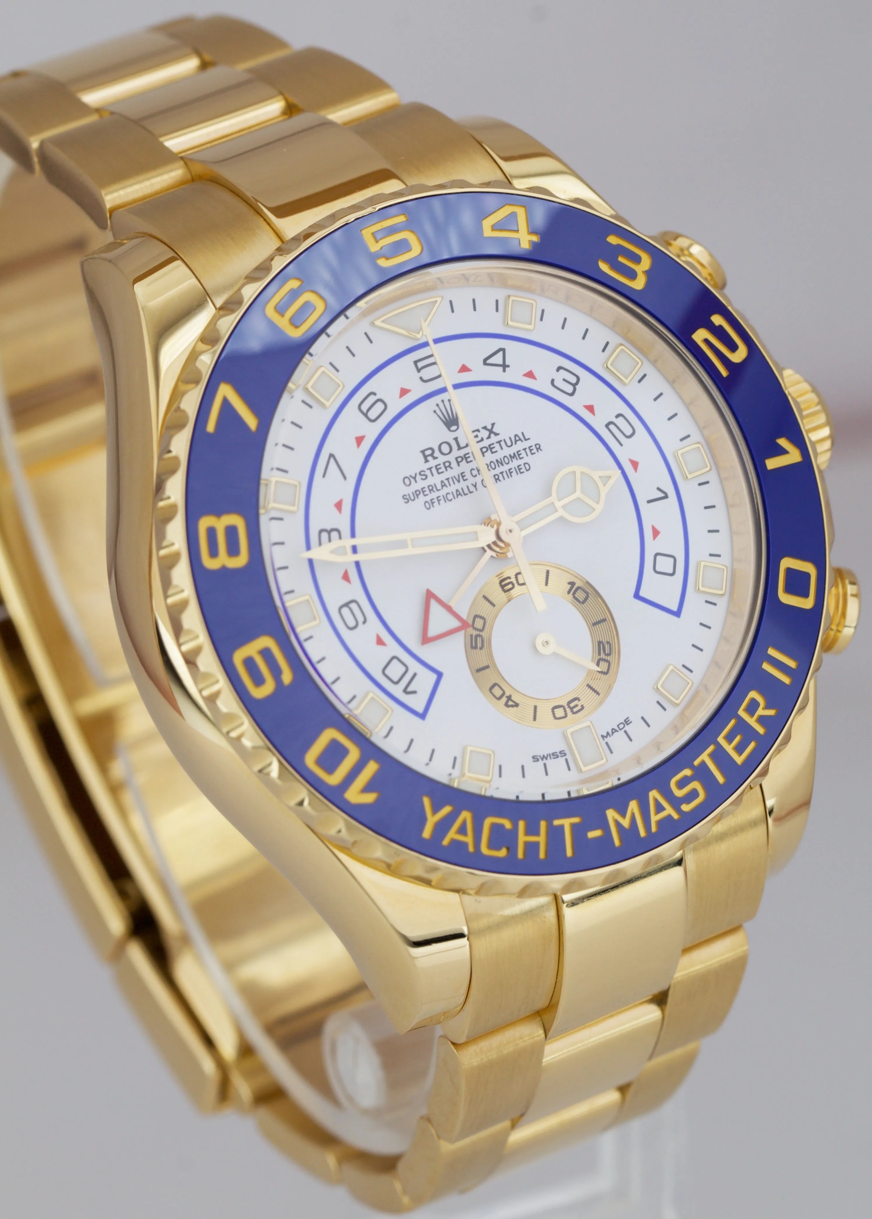 2018 Rolex Yacht-Master II Yellow Gold MERCEDES HANDS Regatta 44mm Watch 116688