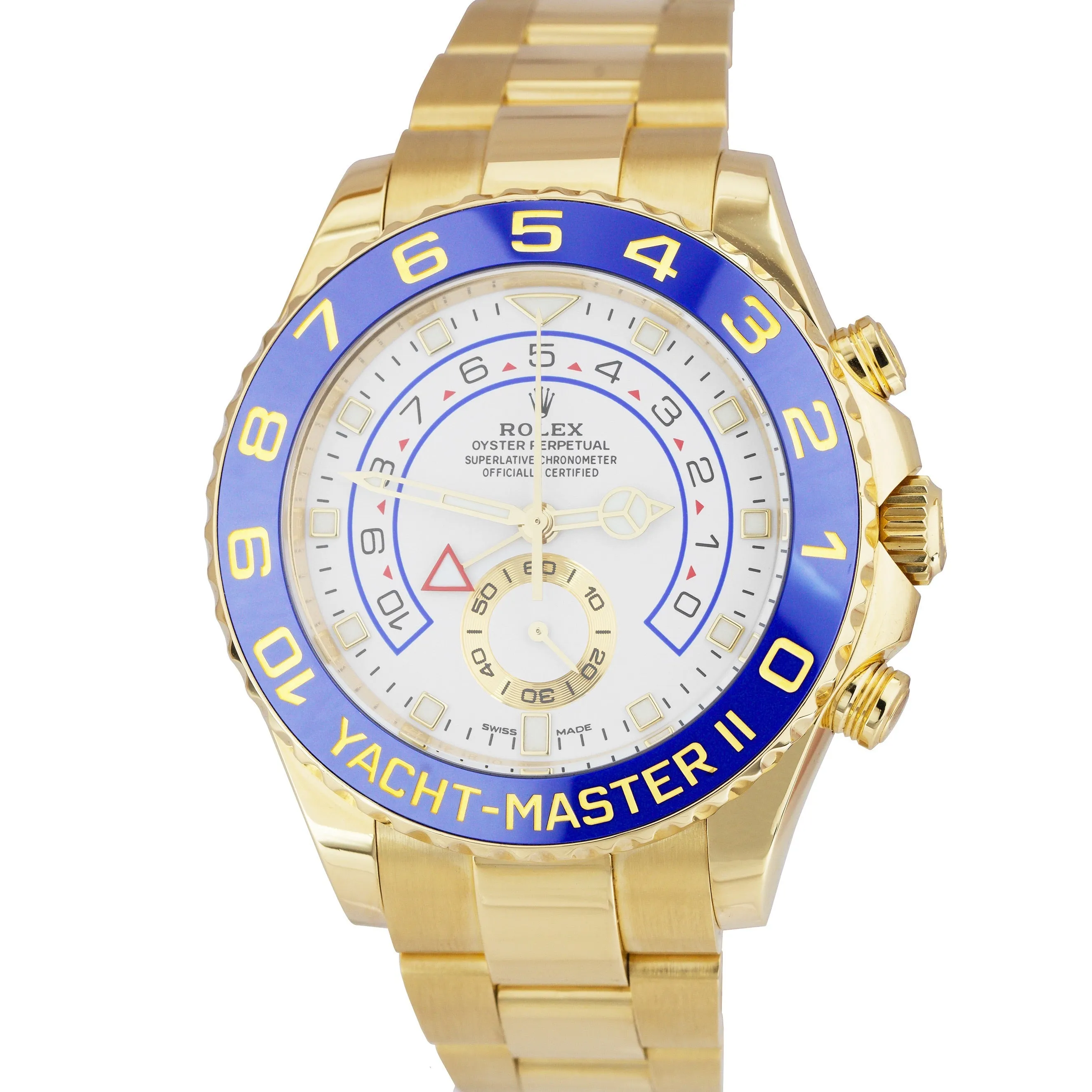 2018 Rolex Yacht-Master II Yellow Gold MERCEDES HANDS Regatta 44mm Watch 116688