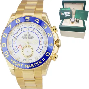 2018 Rolex Yacht-Master II Yellow Gold MERCEDES HANDS Regatta 44mm Watch 116688