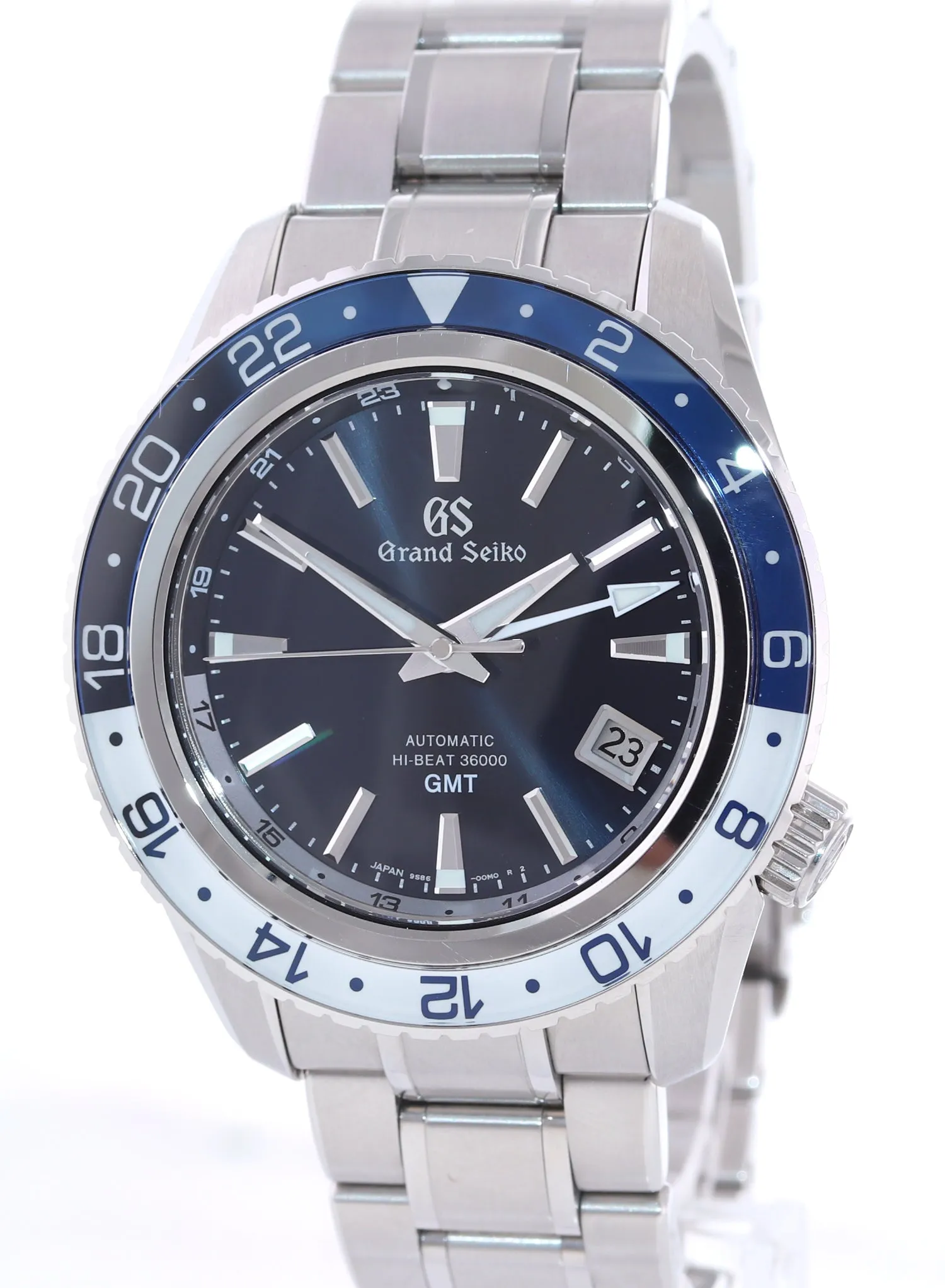 2021 PAPERS Grand Seiko Hi-Beat Sport 36000 GMT SBGJ237 Steel Blue 44mm Watch