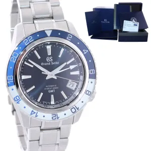 2021 PAPERS Grand Seiko Hi-Beat Sport 36000 GMT SBGJ237 Steel Blue 44mm Watch