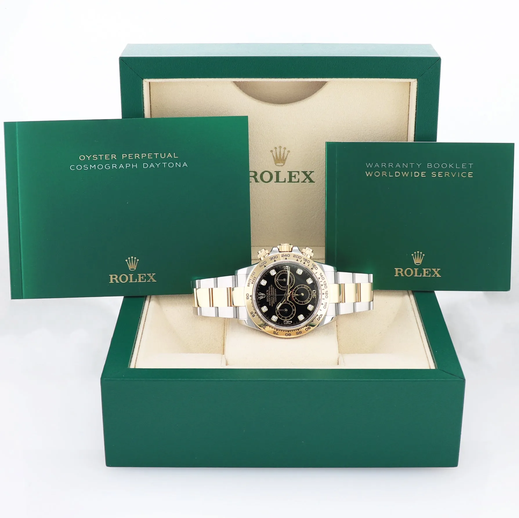 2022 BLACK DIAMOND 116503 Rolex Daytona Two Tone Steel and Gold Watch Box