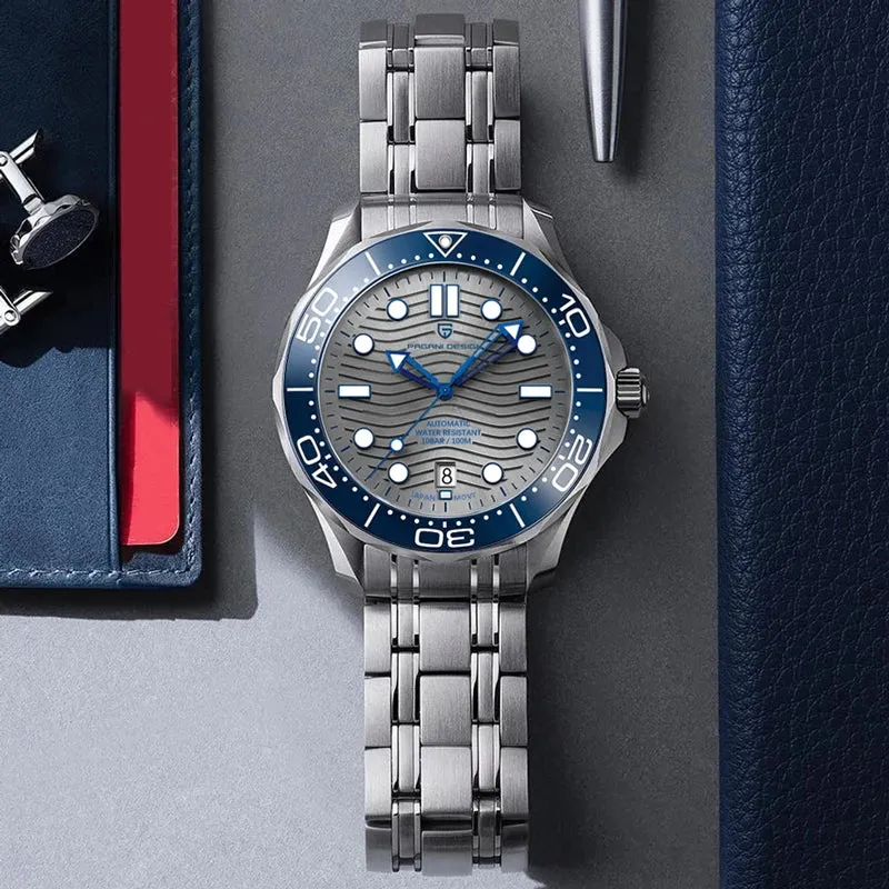 2024 New  Wave Men Mechanical Watch Luxury Automatic Watch for Men NH35 Sapphire Crystal Dive Wristwatch Clock Man