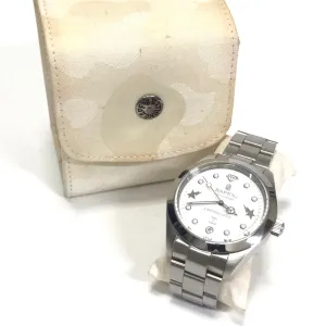 A Bathing Ape Bape Big Face Bapex Watch SIlver/White