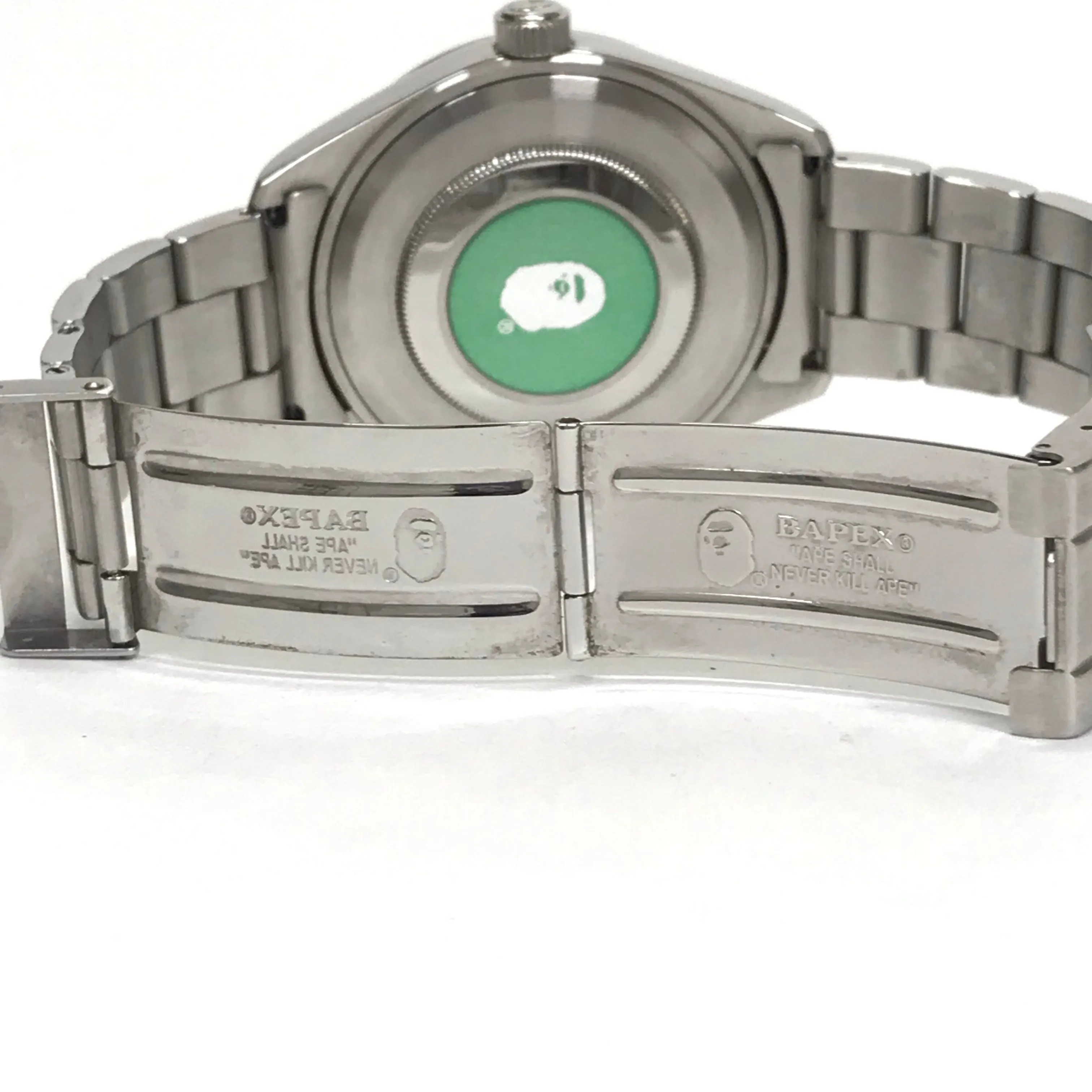 A Bathing Ape Bape Big Face Bapex Watch SIlver/White