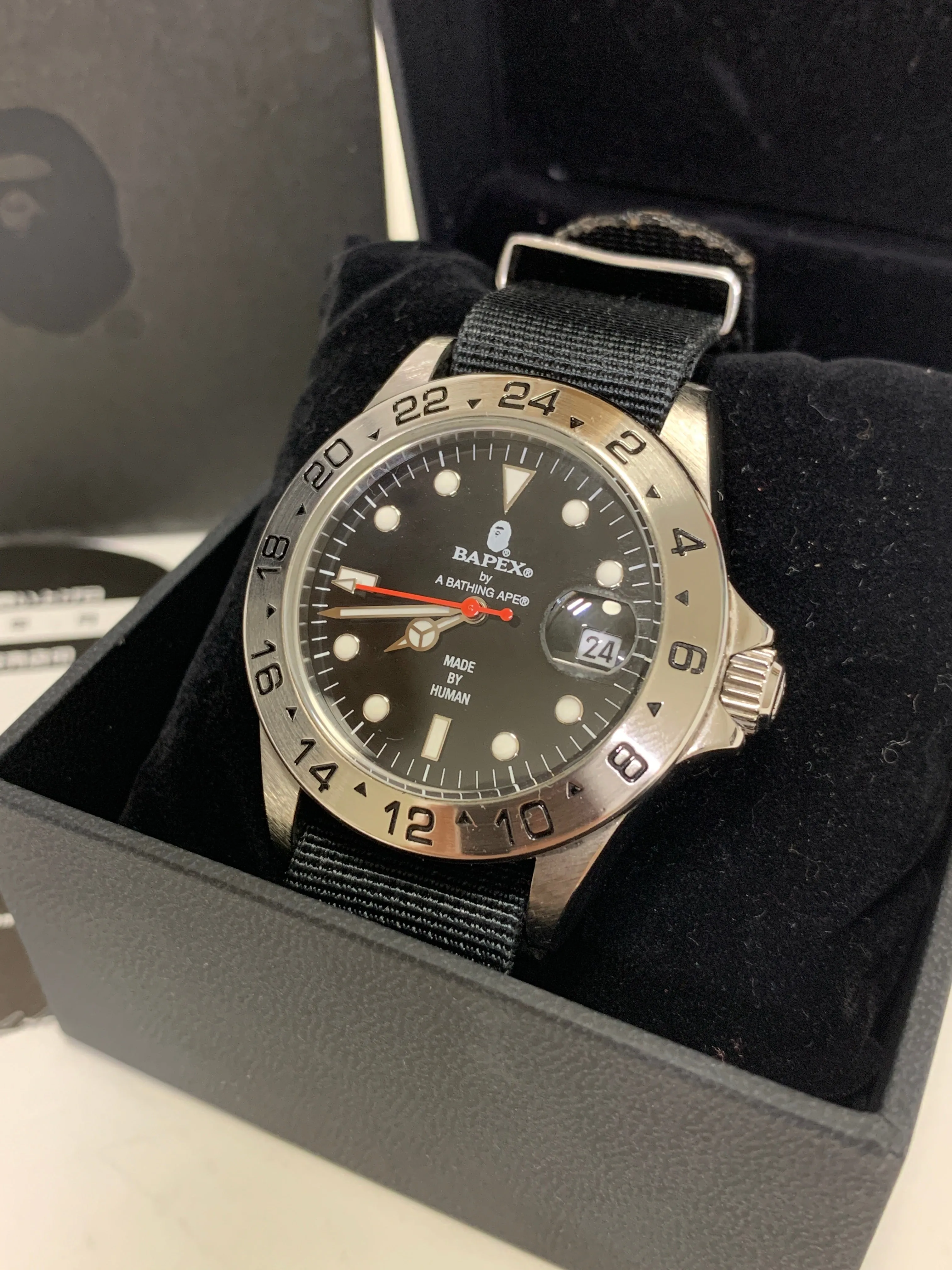 A Bathing Ape Bape Explorer II Bapex Watch Silver/Black