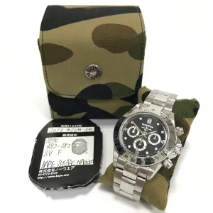 A Bathing Ape Bape Type 3 'Daytona' Bapex Watch Silver/Black