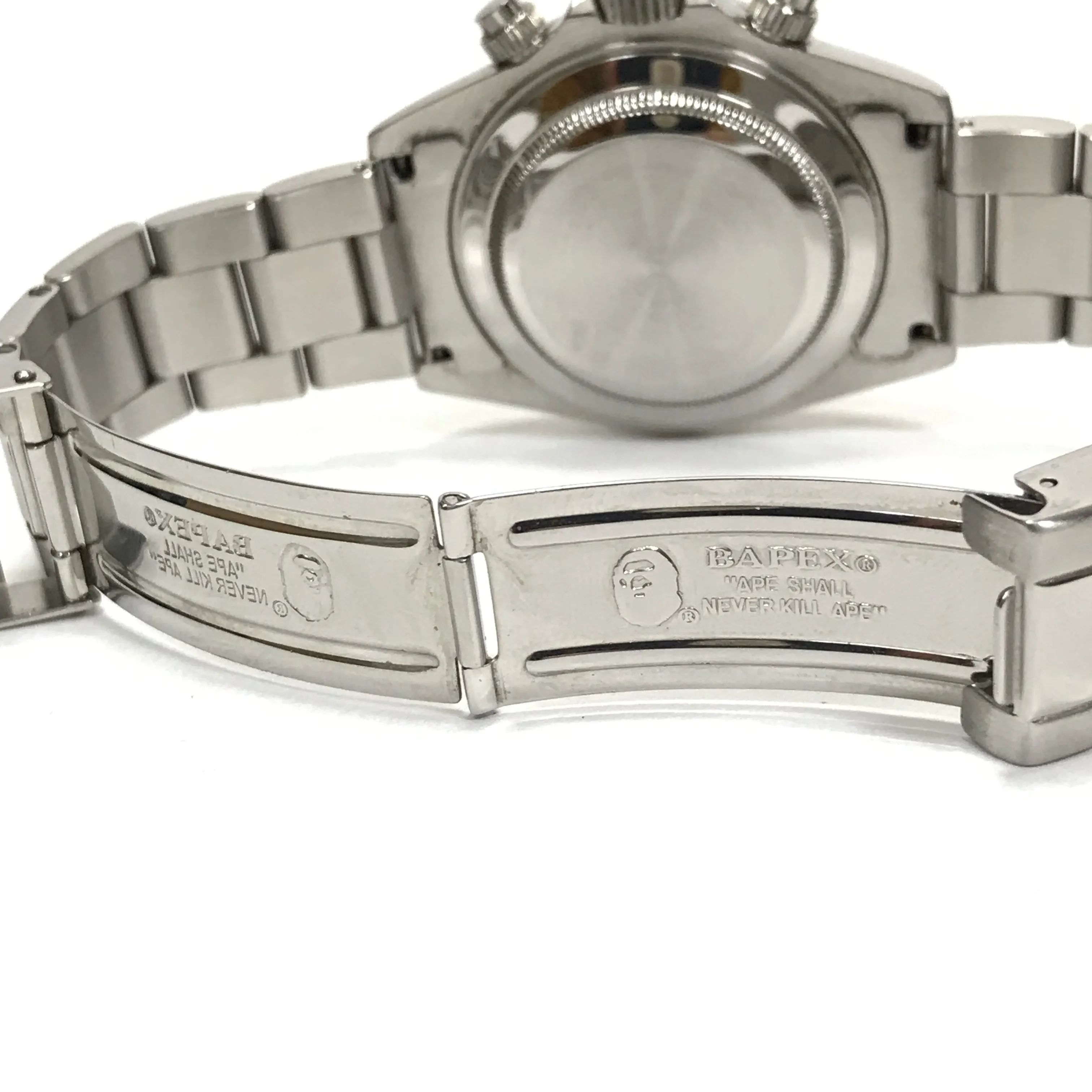 A Bathing Ape Bape Type 3 'Daytona' Bapex Watch Silver/Black