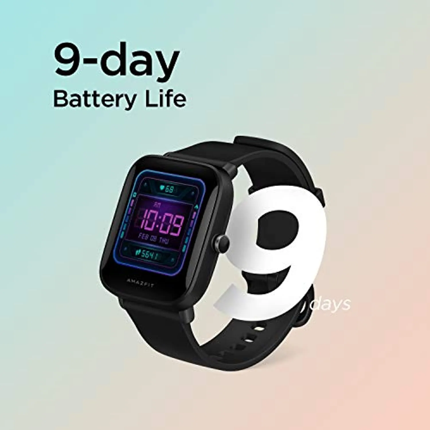 Amazfit Bip U Smart Watch Fitness Tracker for Men Women with 60  Sports Modes, 9-Day Battery Life, Blood Oxygen Breathing Heart Rate Sleep Monitor, 5 ATM Waterproof, for iPhone Android Phone (Black)