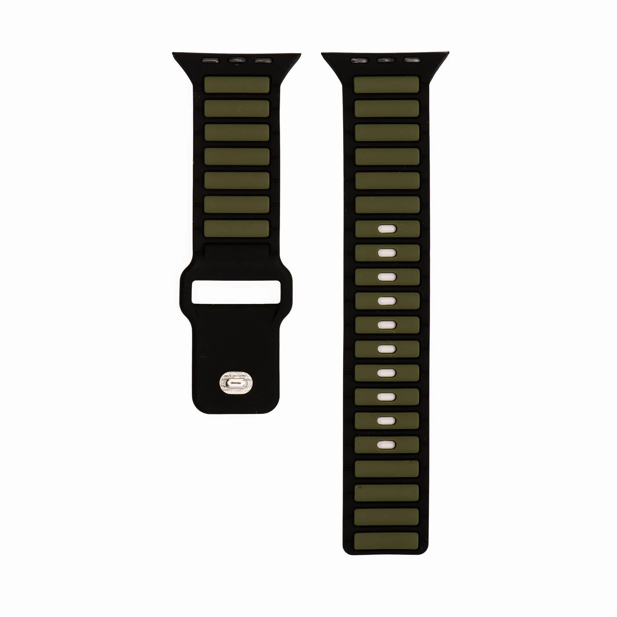 Apple Band - Silicone Ripple - Black & Green