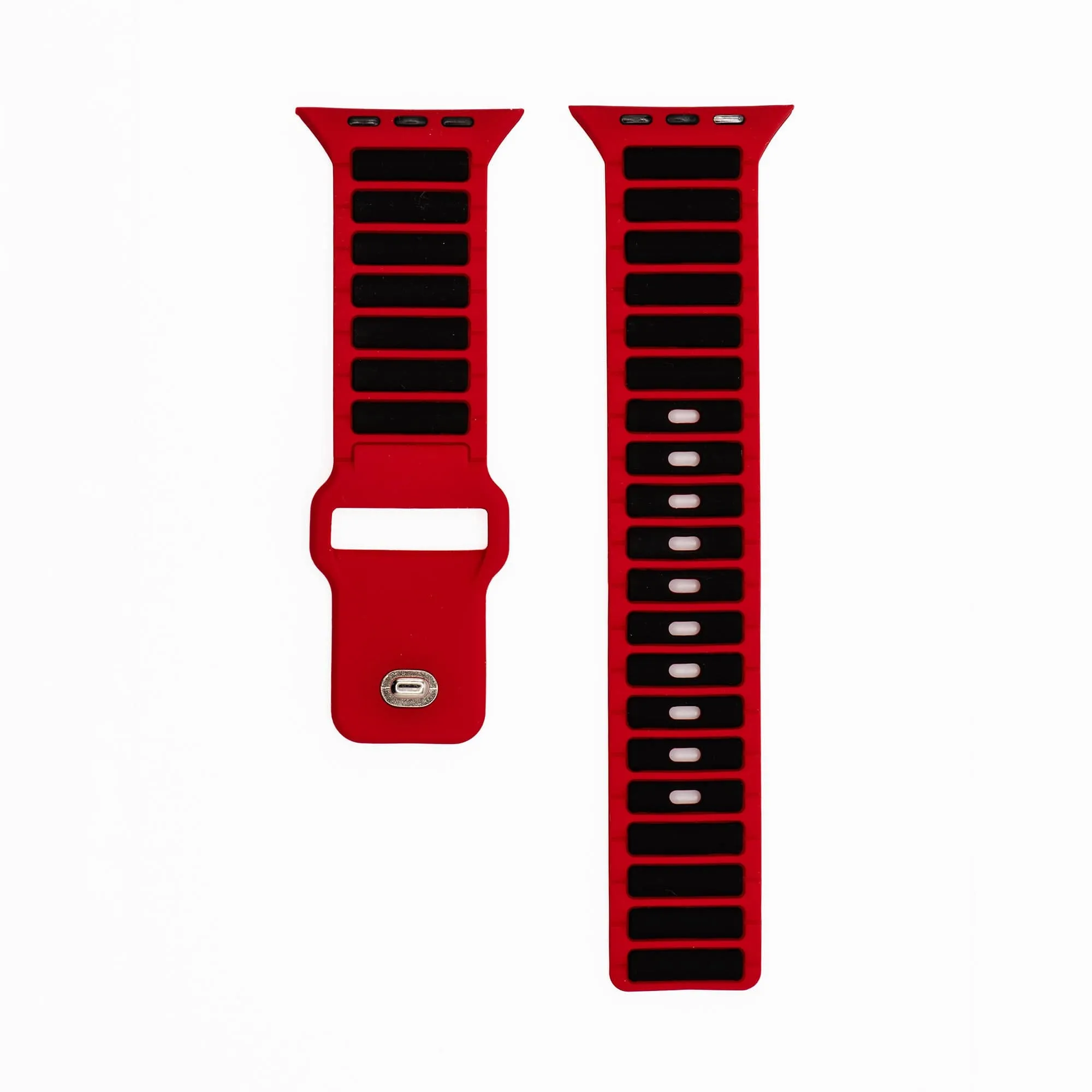 Apple Band - Silicone Ripple - Red & Black