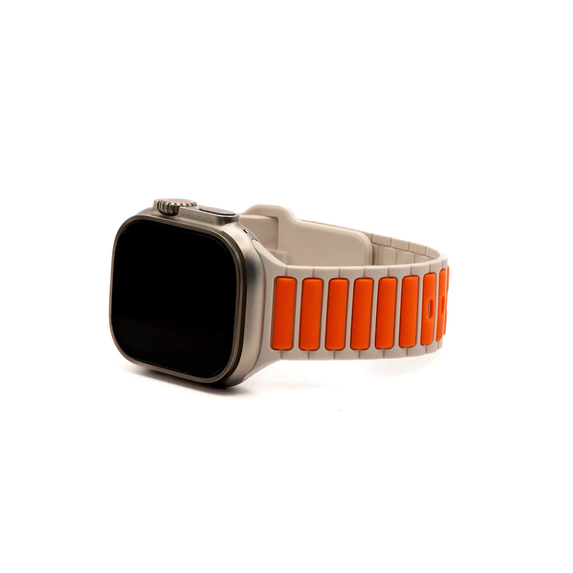 Apple Band - Silicone Ripple - Stone & Orange