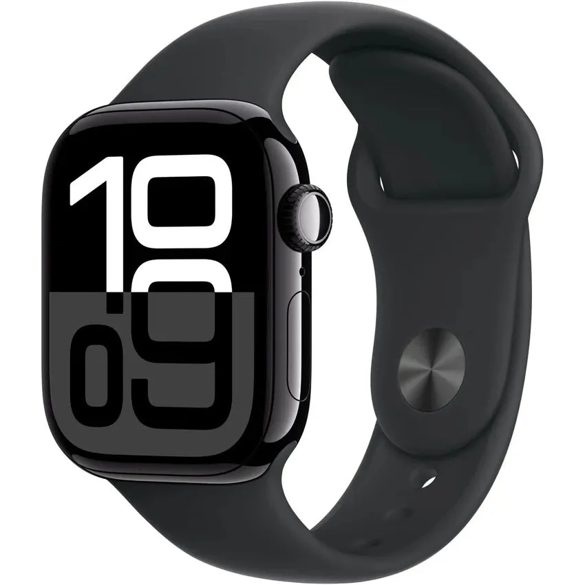 Apple Watch Series 10 42mm Jet Black Aluminium Case GPS   Cellular Sport Band-Black - AU Version