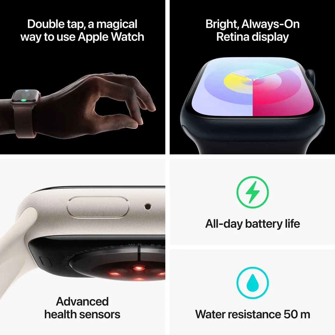 Apple Watch Series 9 41mm GPS   Cellular Starlight Aluminium Case with Starlight Sport Band (S/M)