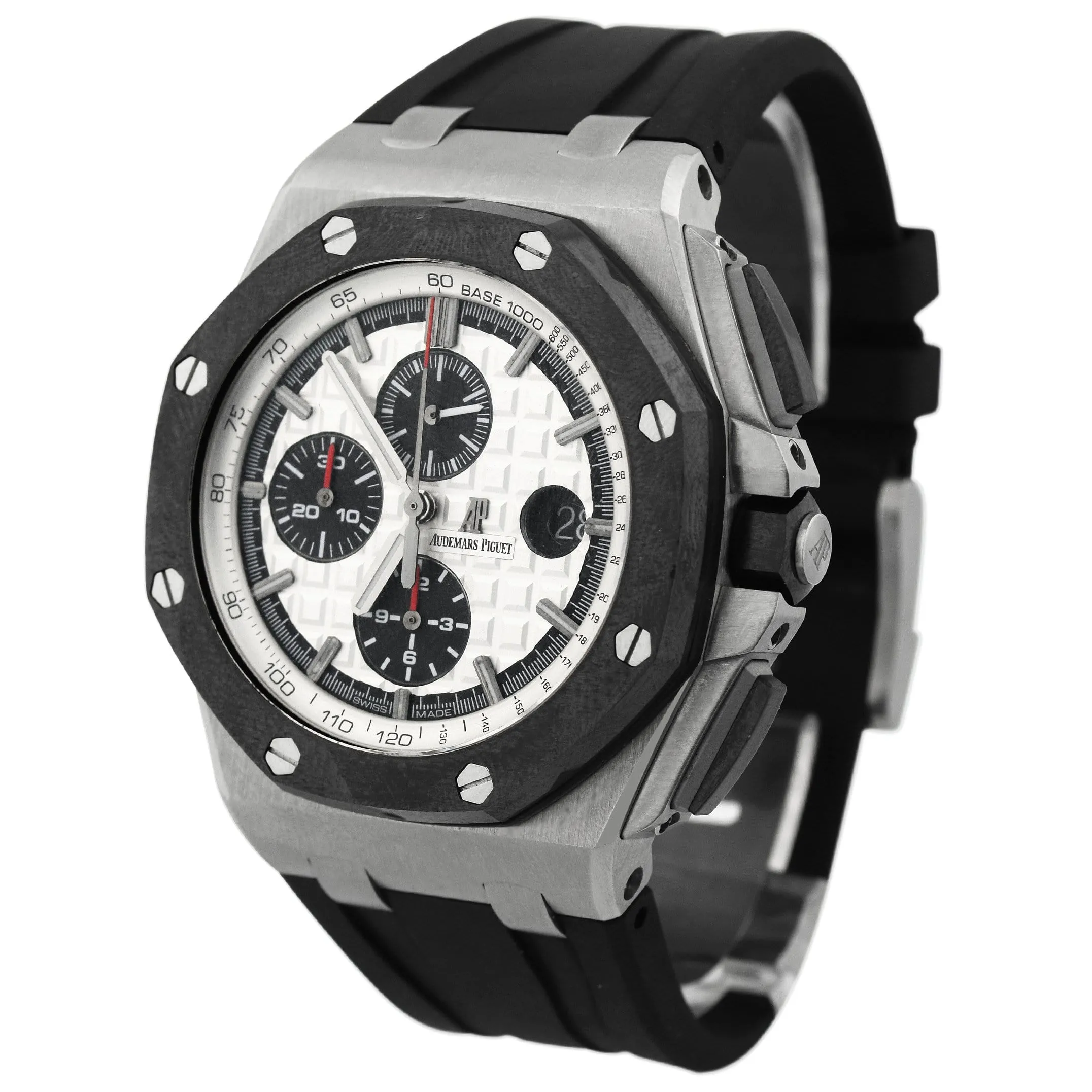 Audemars Piguet Men's Royal Oak Offshore Stainless Steel 44mm White Tapisserie Stick Dial Watch Reference #: 26400SO.OO.A002CA.01