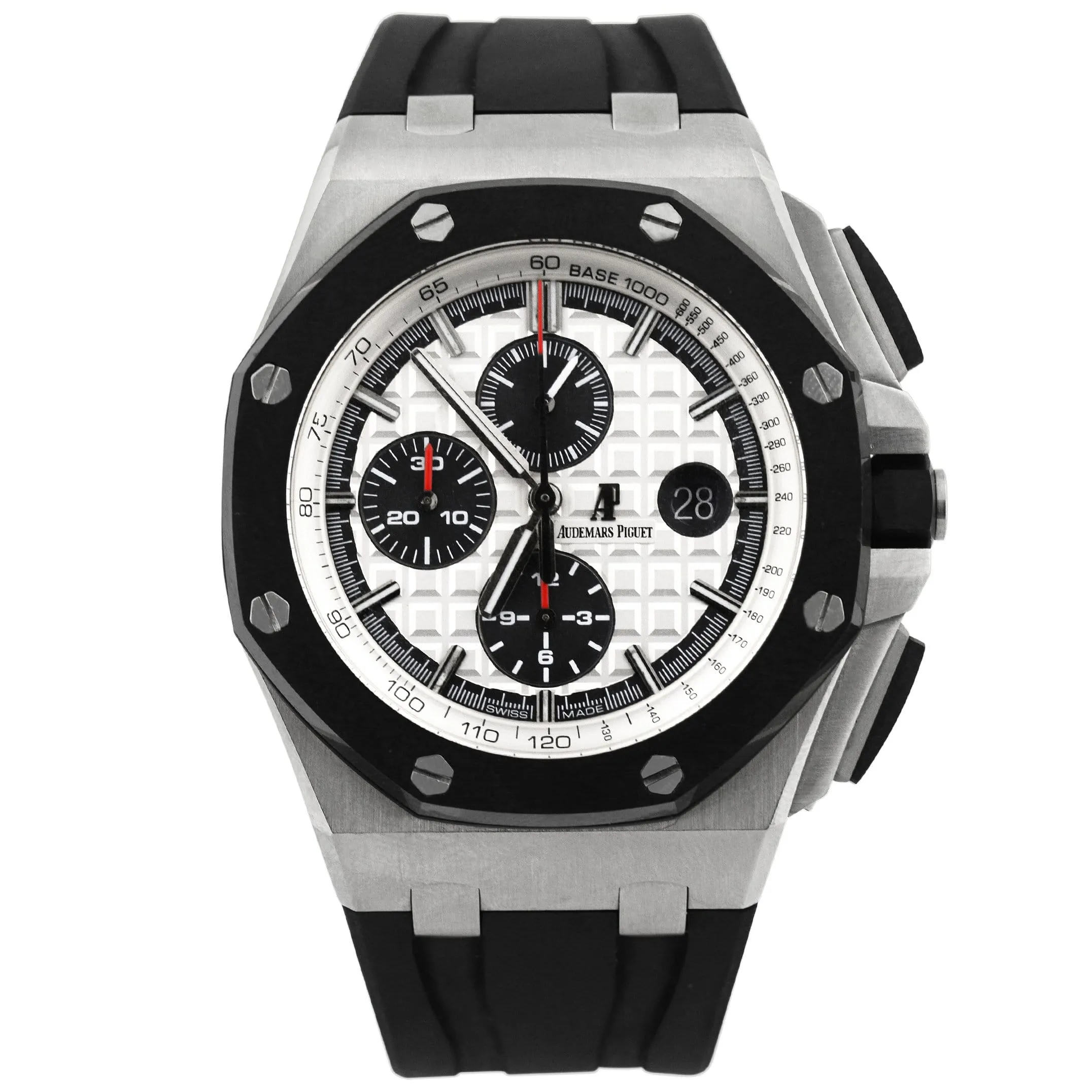 Audemars Piguet Men's Royal Oak Offshore Stainless Steel 44mm White Tapisserie Stick Dial Watch Reference #: 26400SO.OO.A002CA.01