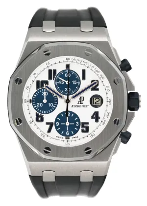 Audemars Piguet Royal Oak Offshore 26170ST White Dial Mens Watch Box Papers