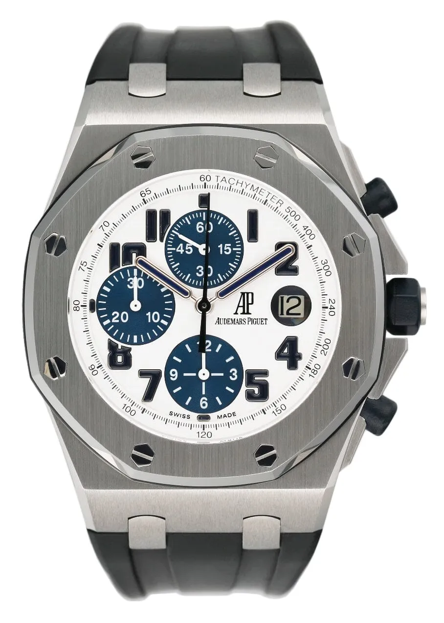Audemars Piguet Royal Oak Offshore 26170ST White Dial Mens Watch Box Papers
