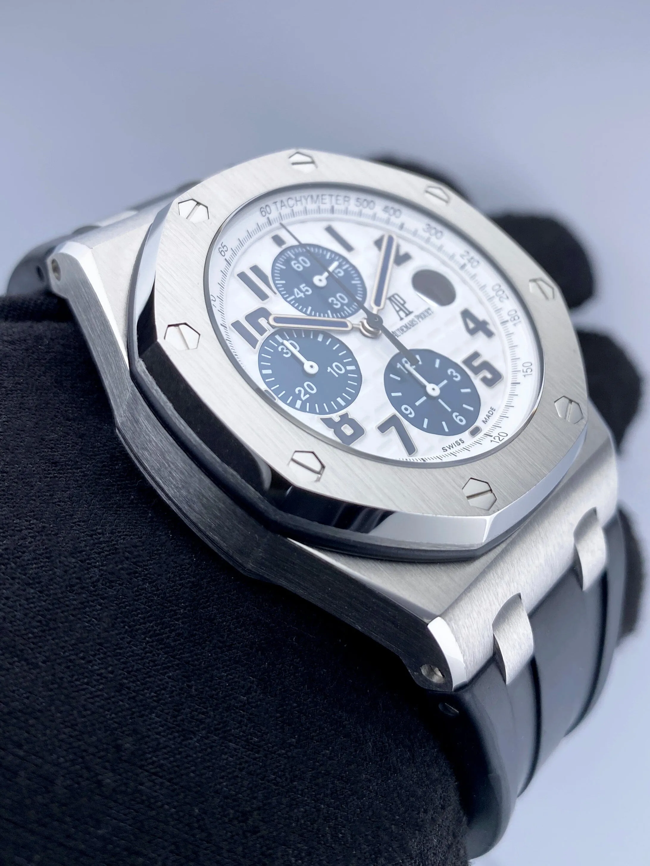 Audemars Piguet Royal Oak Offshore 26170ST White Dial Mens Watch Box Papers
