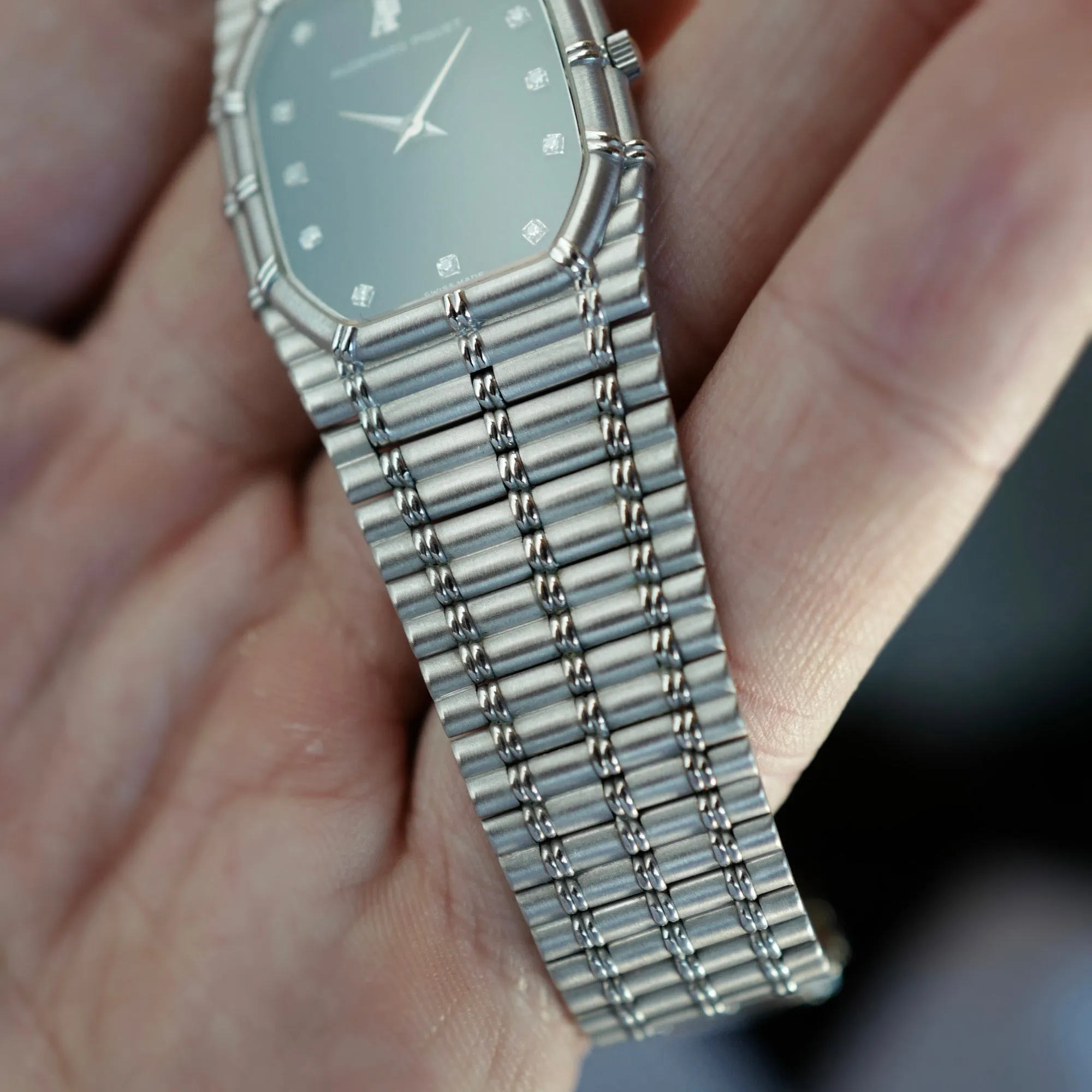 Audemars Piguet White Gold Bamboo with Blue Diamond Dial