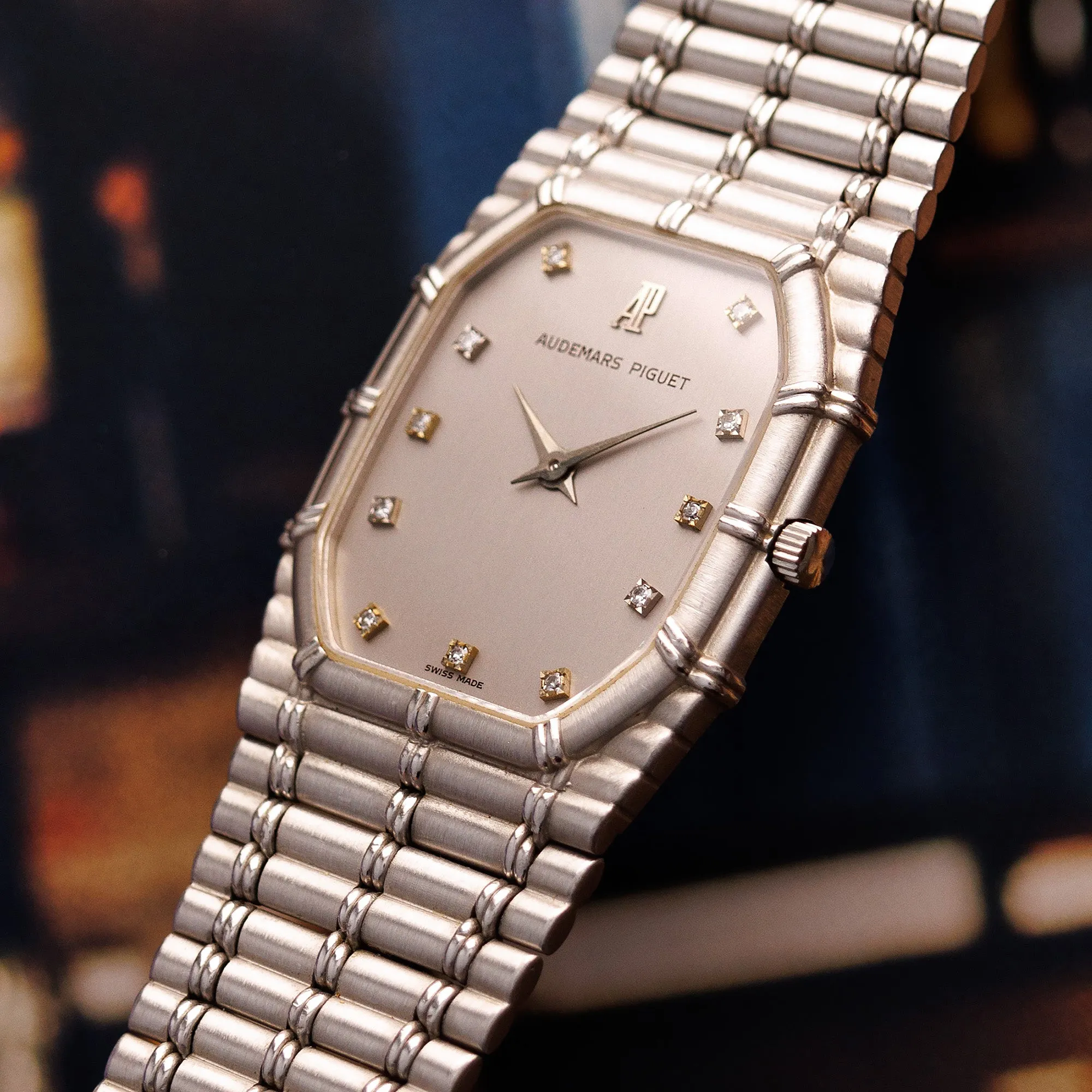 Audemars Piguet White Gold Bamboo with Diamond Markers