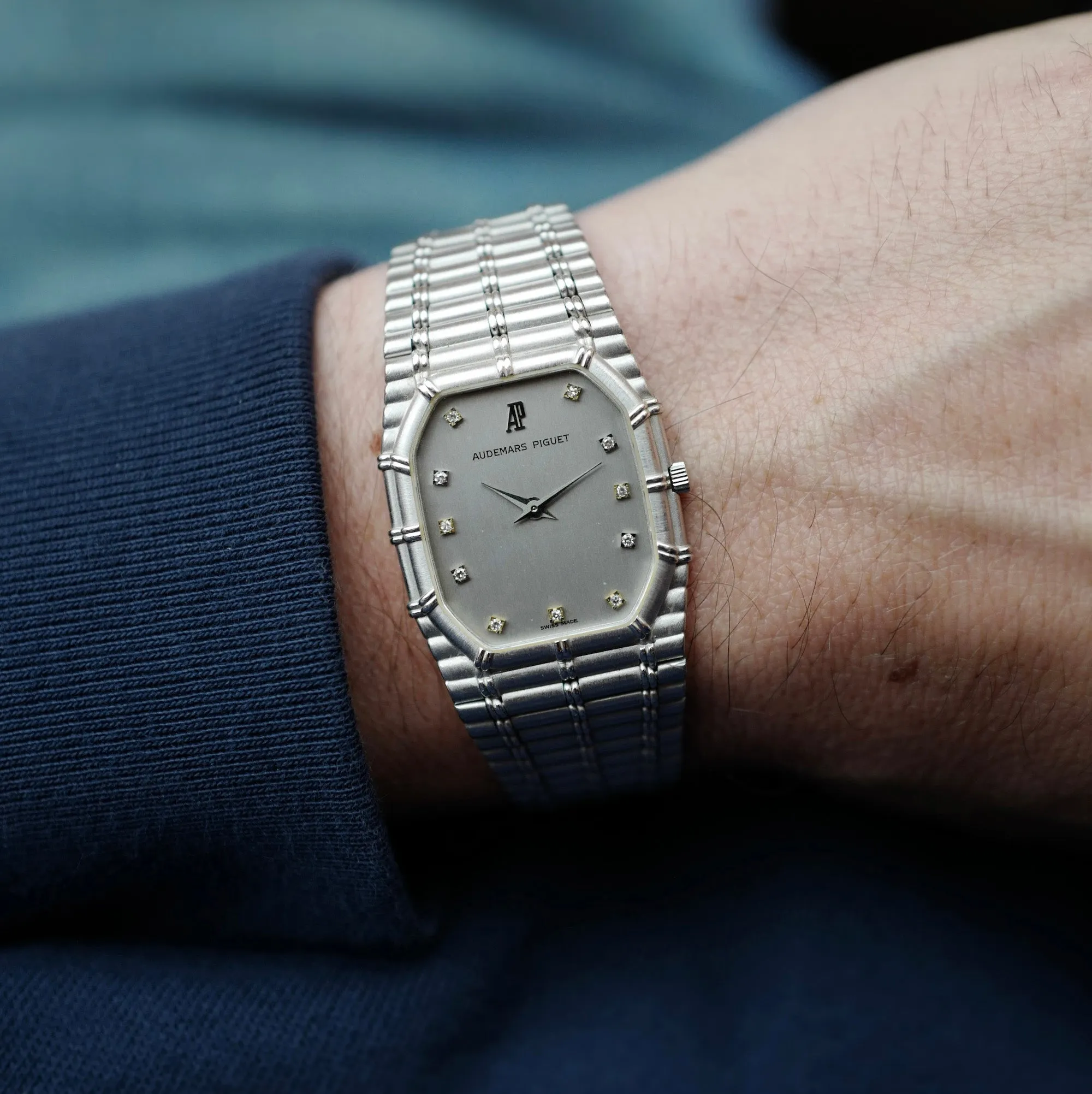 Audemars Piguet White Gold Bamboo with Diamond Markers