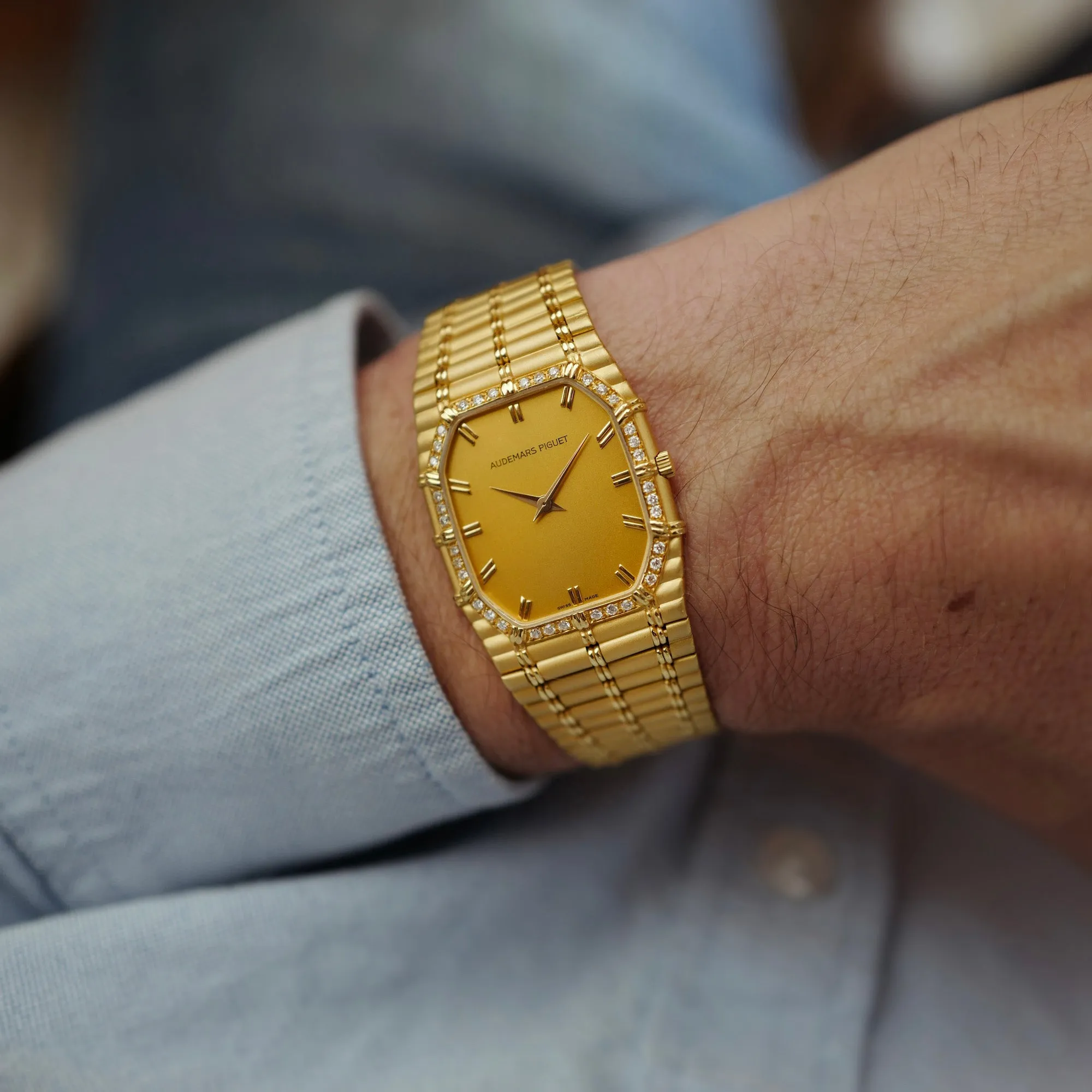 Audemars Piguet Yellow Gold Bamboo Diamond Watch