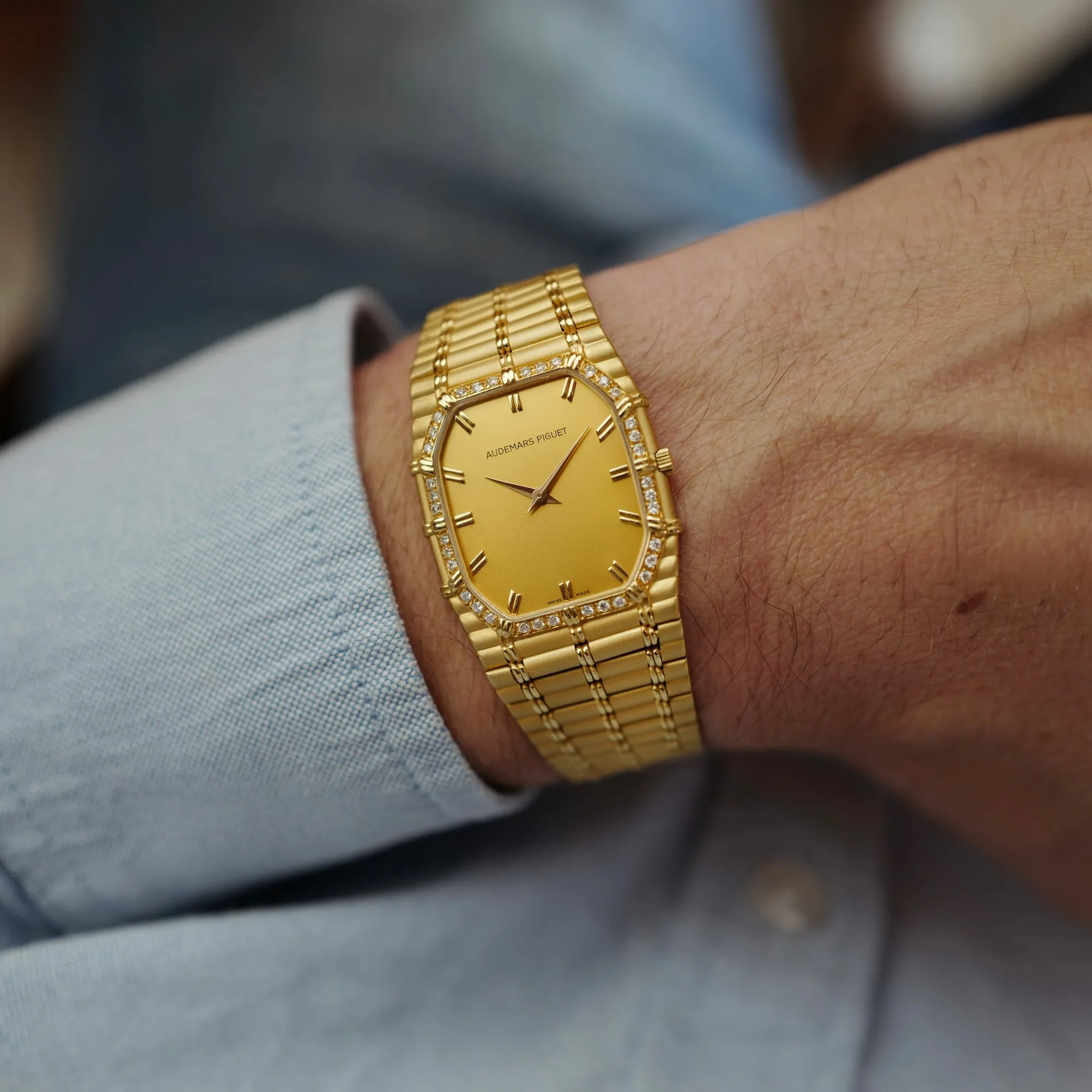 Audemars Piguet Yellow Gold Bamboo Diamond Watch