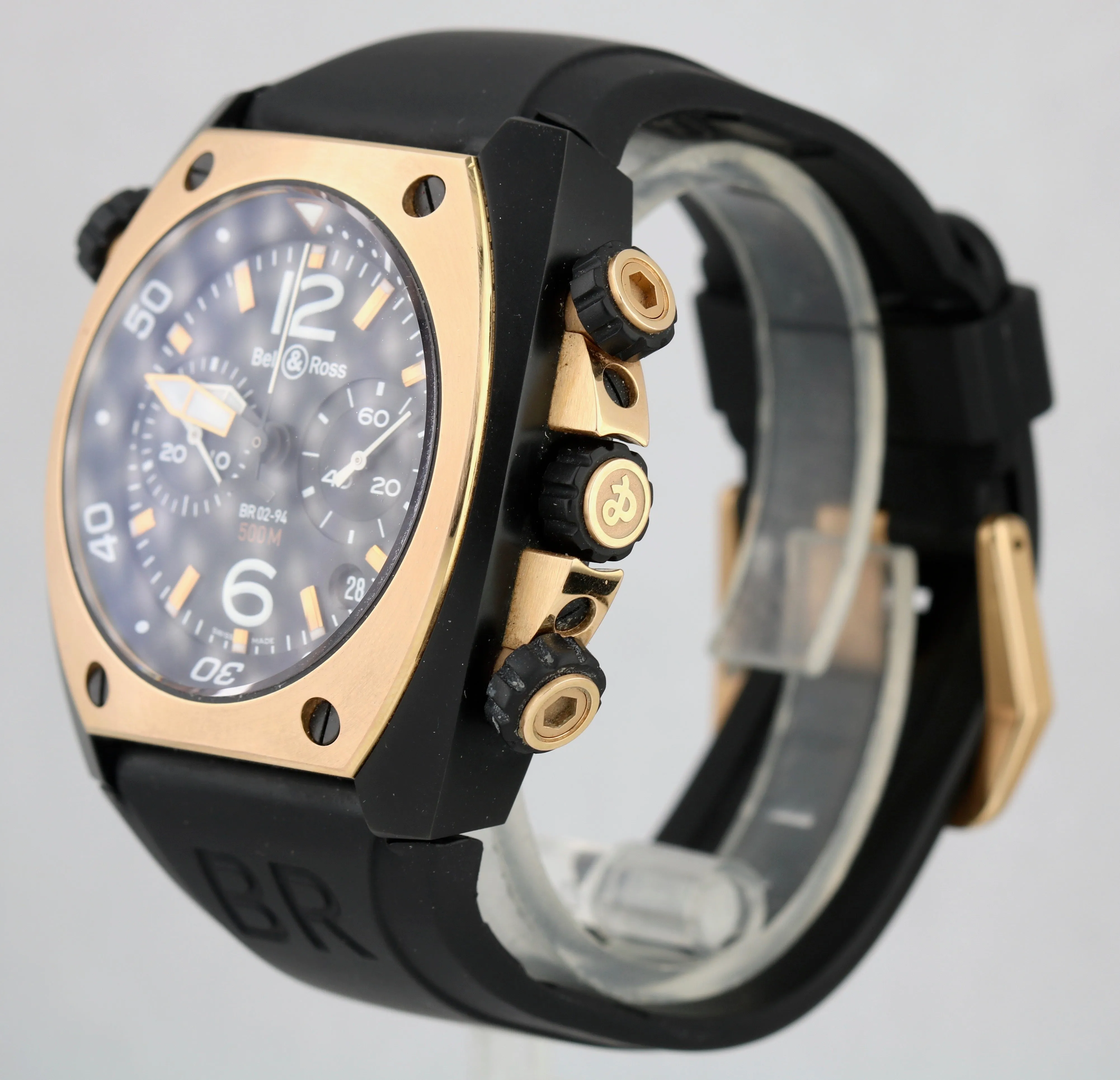 Bell & Ross BR02-94-S/R-103 Marine Chronograph Black Stainless 18k 44mm Watch