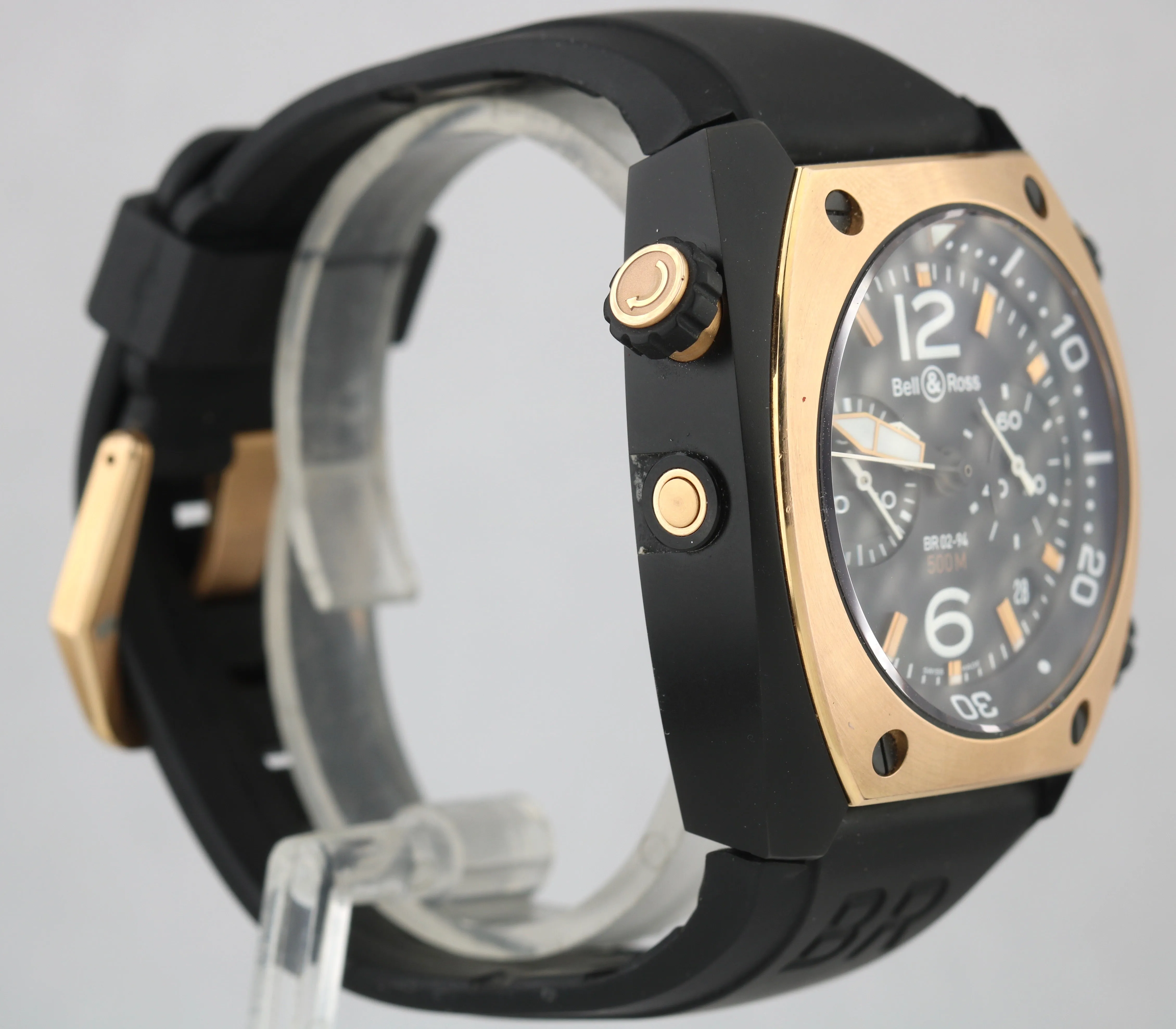 Bell & Ross BR02-94-S/R-103 Marine Chronograph Black Stainless 18k 44mm Watch