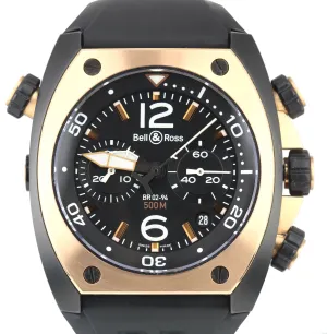 Bell & Ross BR02-94-S/R-103 Marine Chronograph Black Stainless 18k 44mm Watch