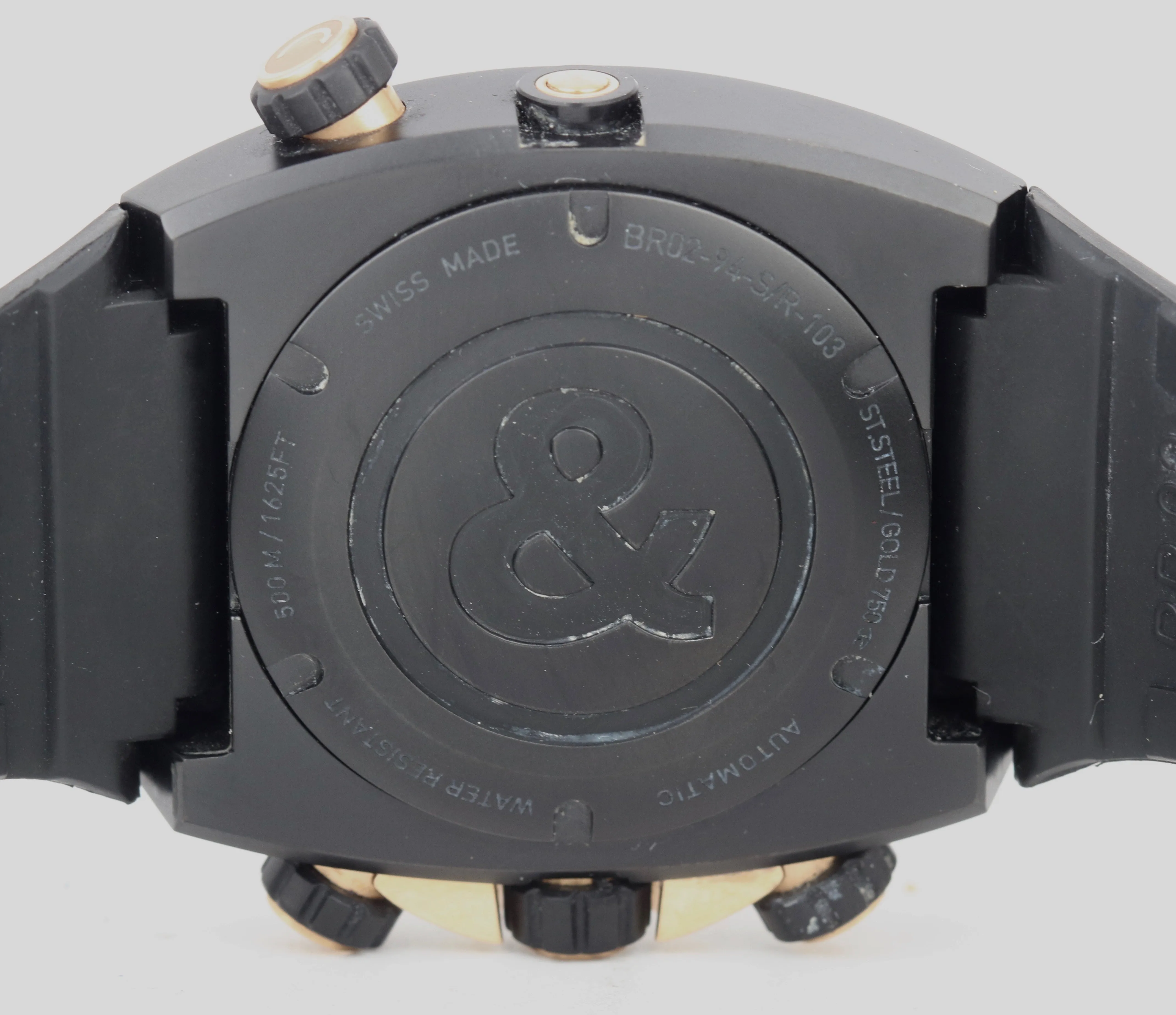 Bell & Ross BR02-94-S/R-103 Marine Chronograph Black Stainless 18k 44mm Watch