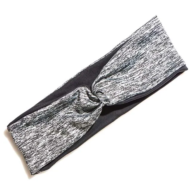 BelleSPORT Twist Headwrap - Black & Grey Spacedye