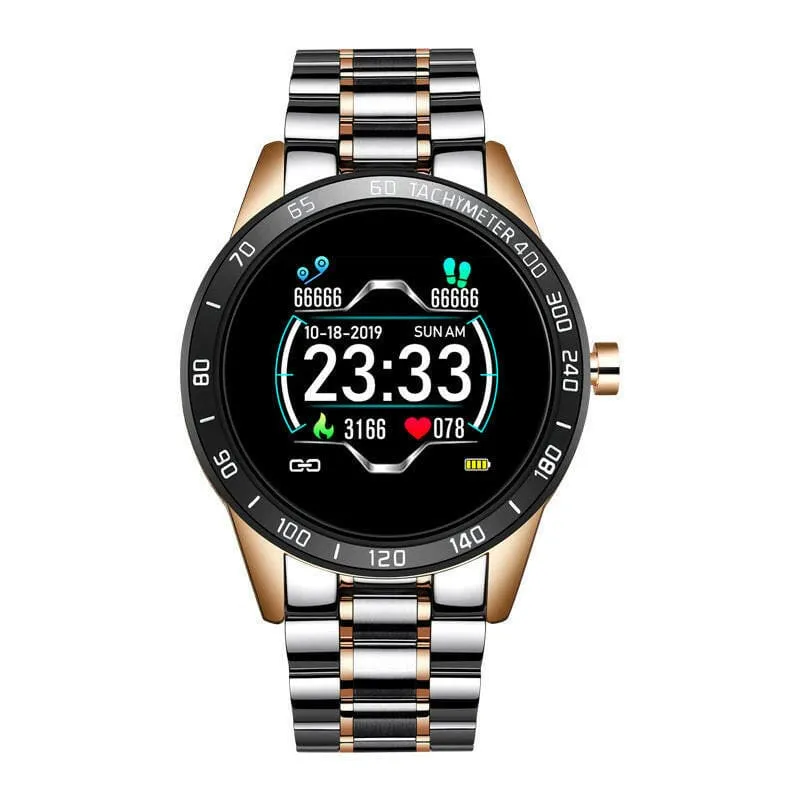 Blue and Gold Smart Watch for Heart Rate Steps and Blood Pressure Detection