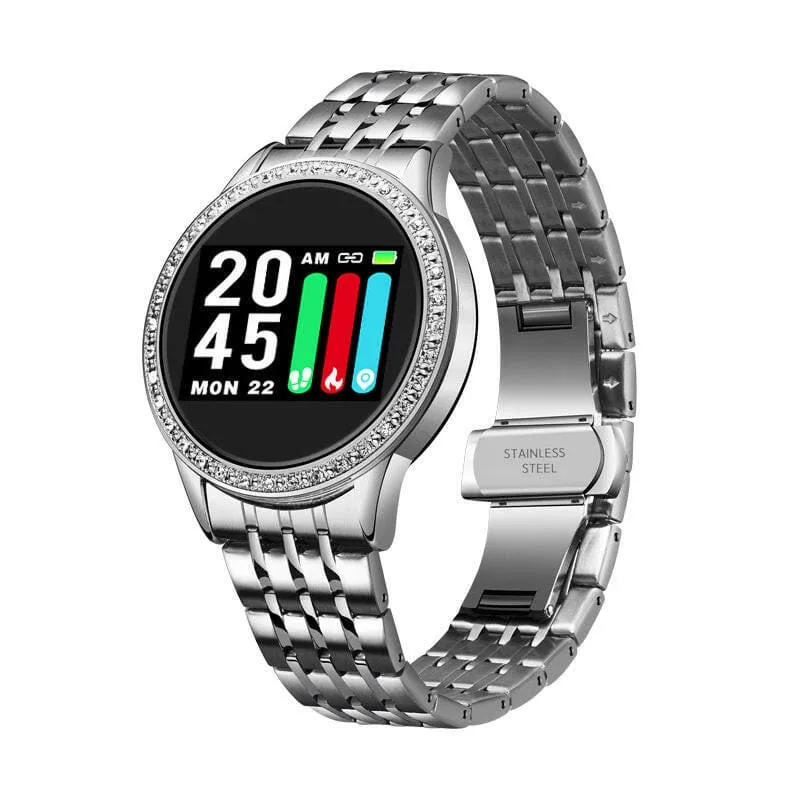 Blue and Gold Smart Watch for Heart Rate Steps and Blood Pressure Detection
