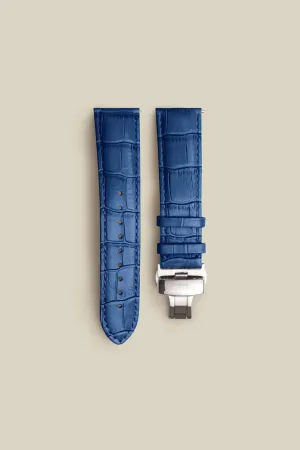 Blue Leather Strap With Silver Clasp Small