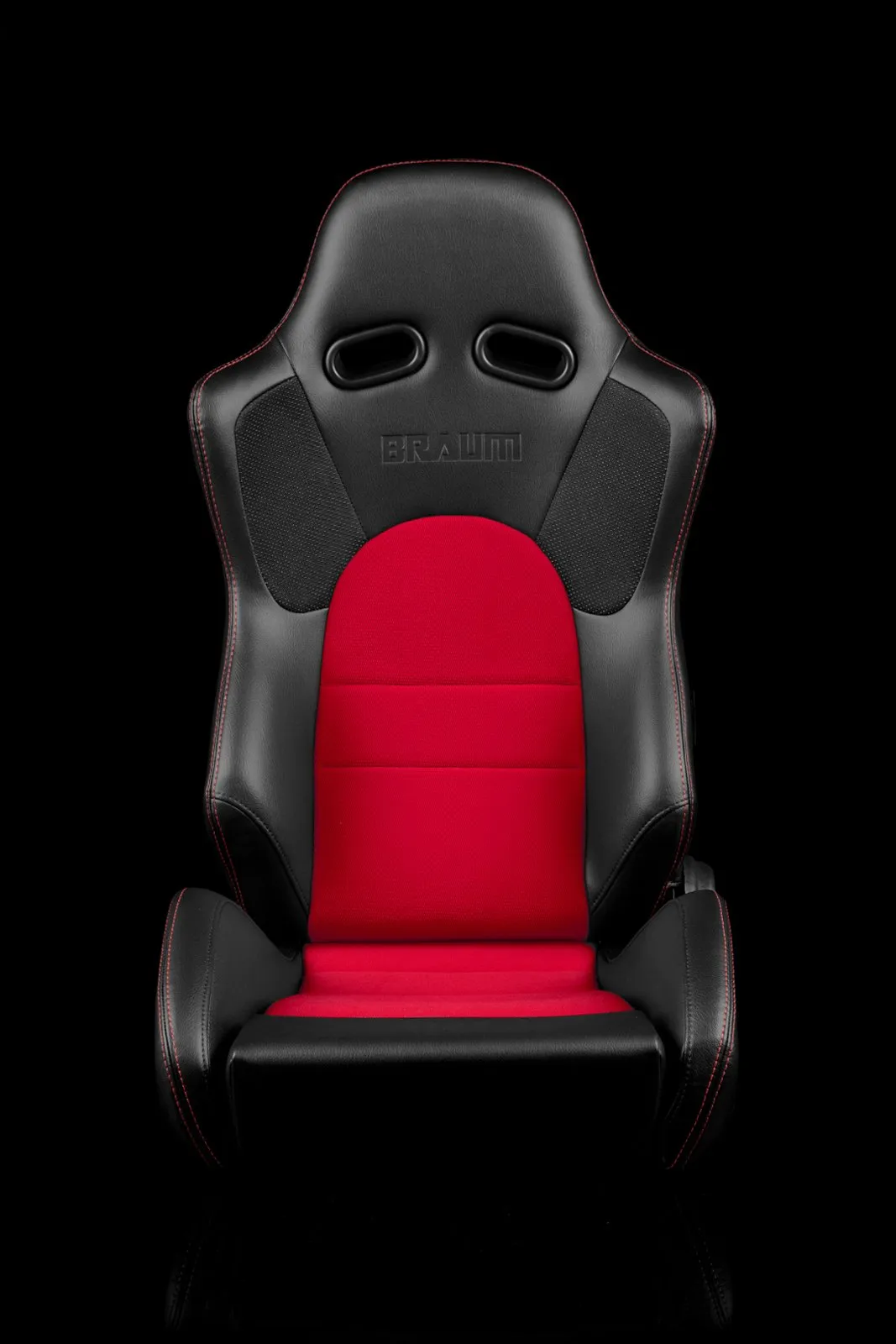 Braum Advan Series Sport Seats - Black Leatherette / Red Insert (PAIR)