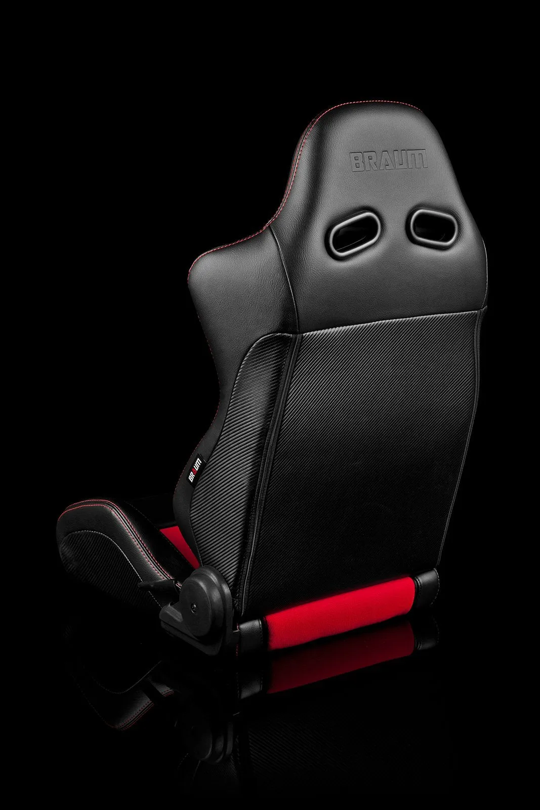Braum Advan Series Sport Seats - Black Leatherette / Red Insert (PAIR)