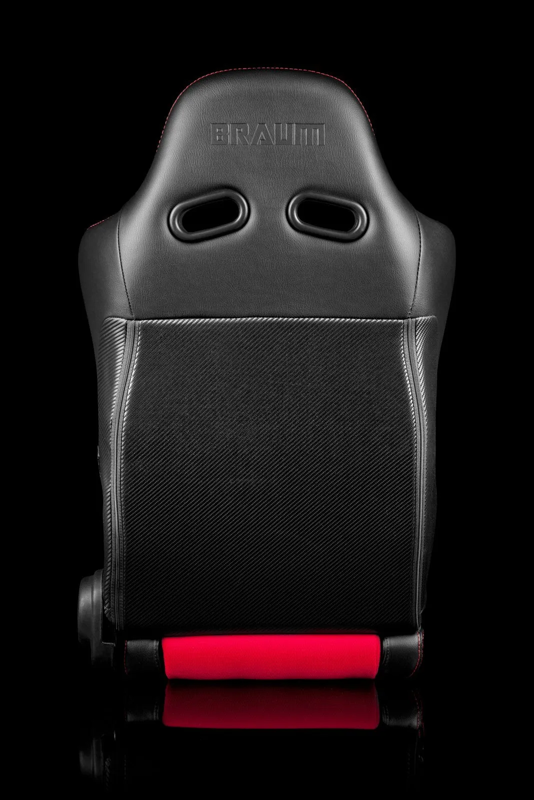 Braum Advan Series Sport Seats - Black Leatherette / Red Insert (PAIR)