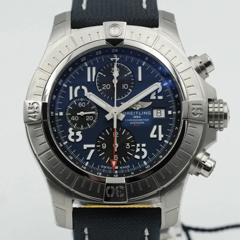 Breitling Avenger Chronograph Blue Dial A24315101C1X2 GMT 45mm