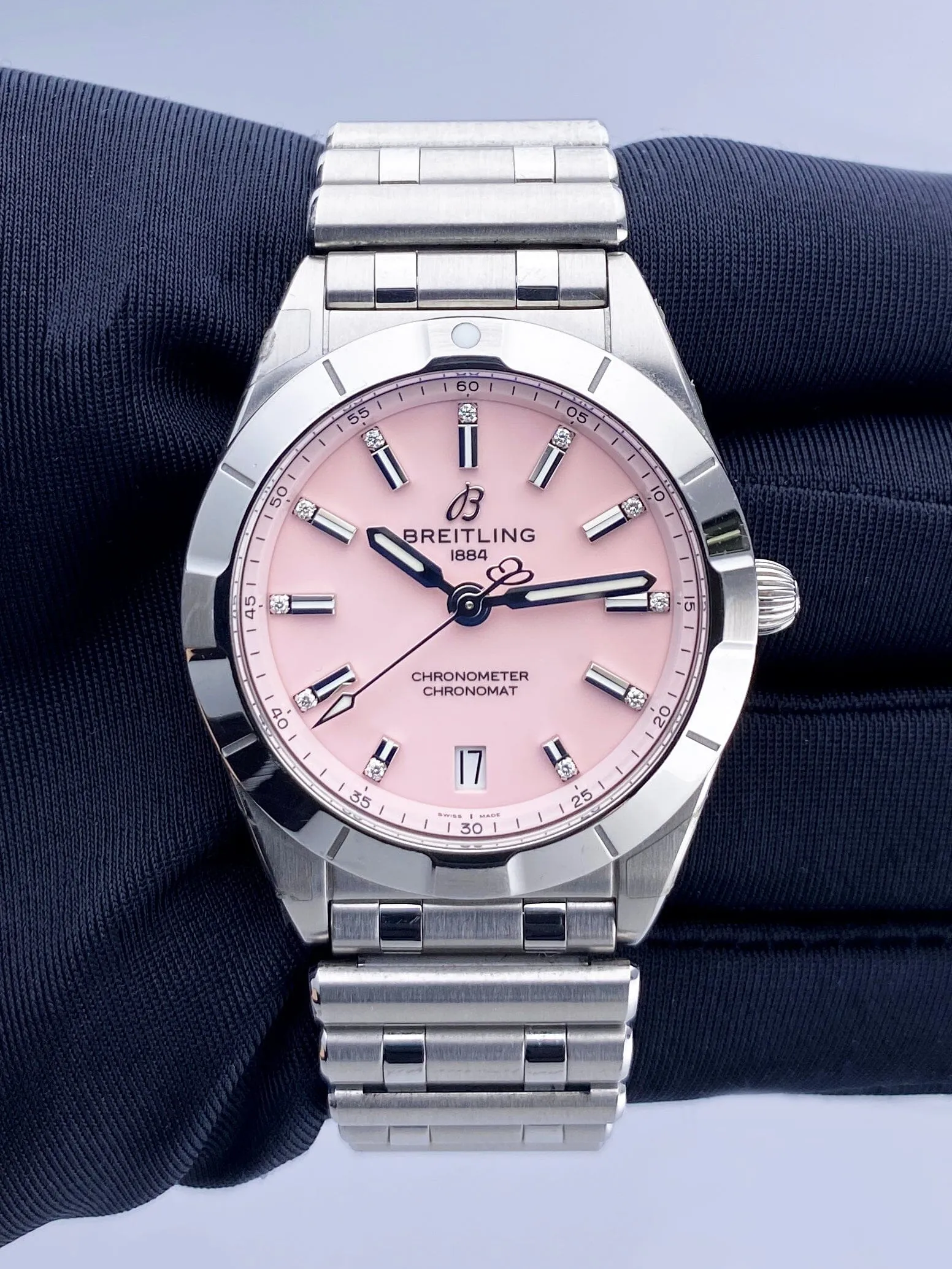 Breitling Chronomat 32 A77310 Pink Dial Ladies Watch Box Papers