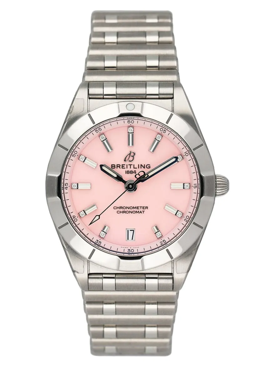 Breitling Chronomat 32 A77310 Pink Dial Ladies Watch Box Papers