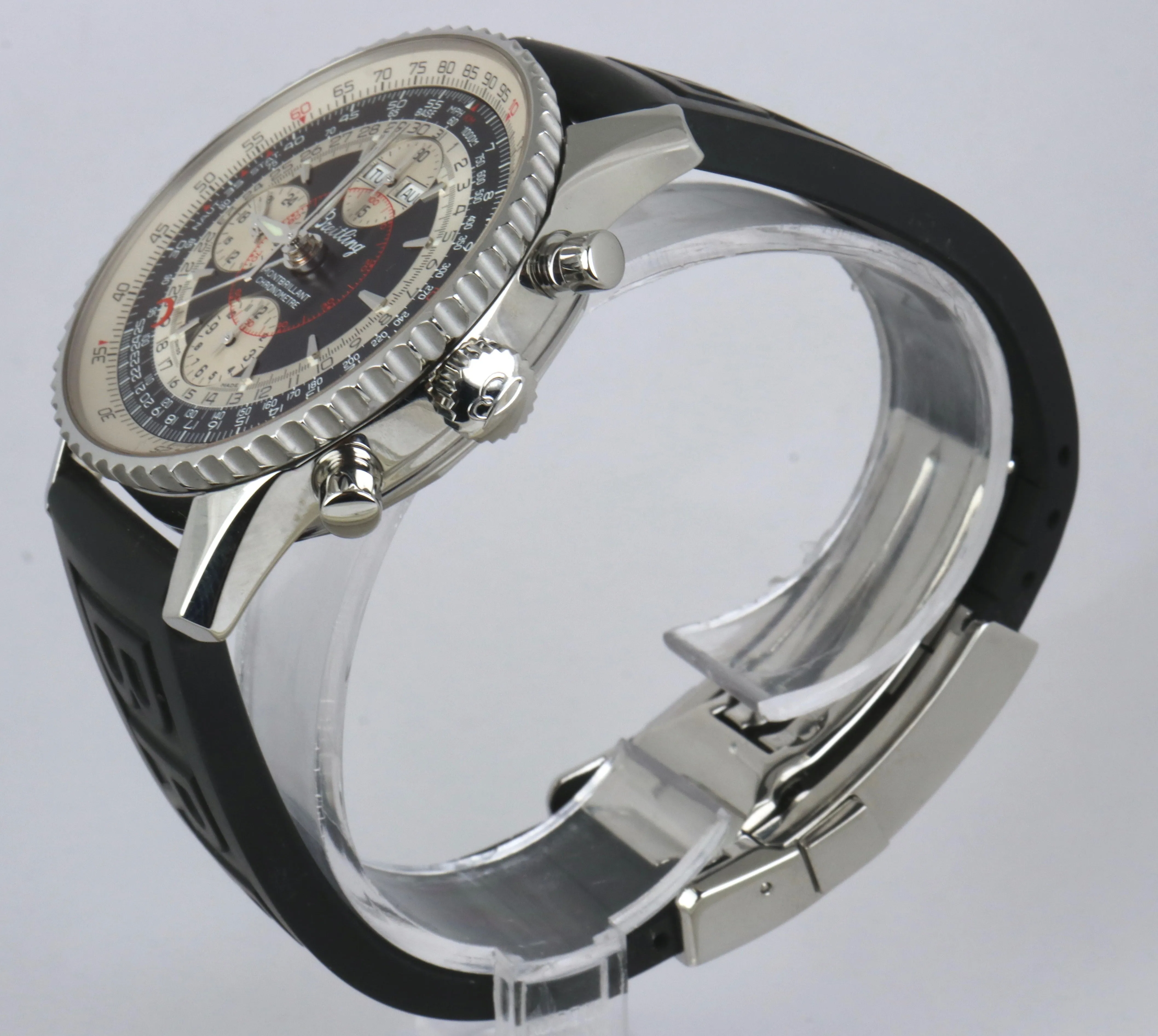 Breitling Datora Montbrillant Panda White Chronograph Stainless Auto A21330 43mm