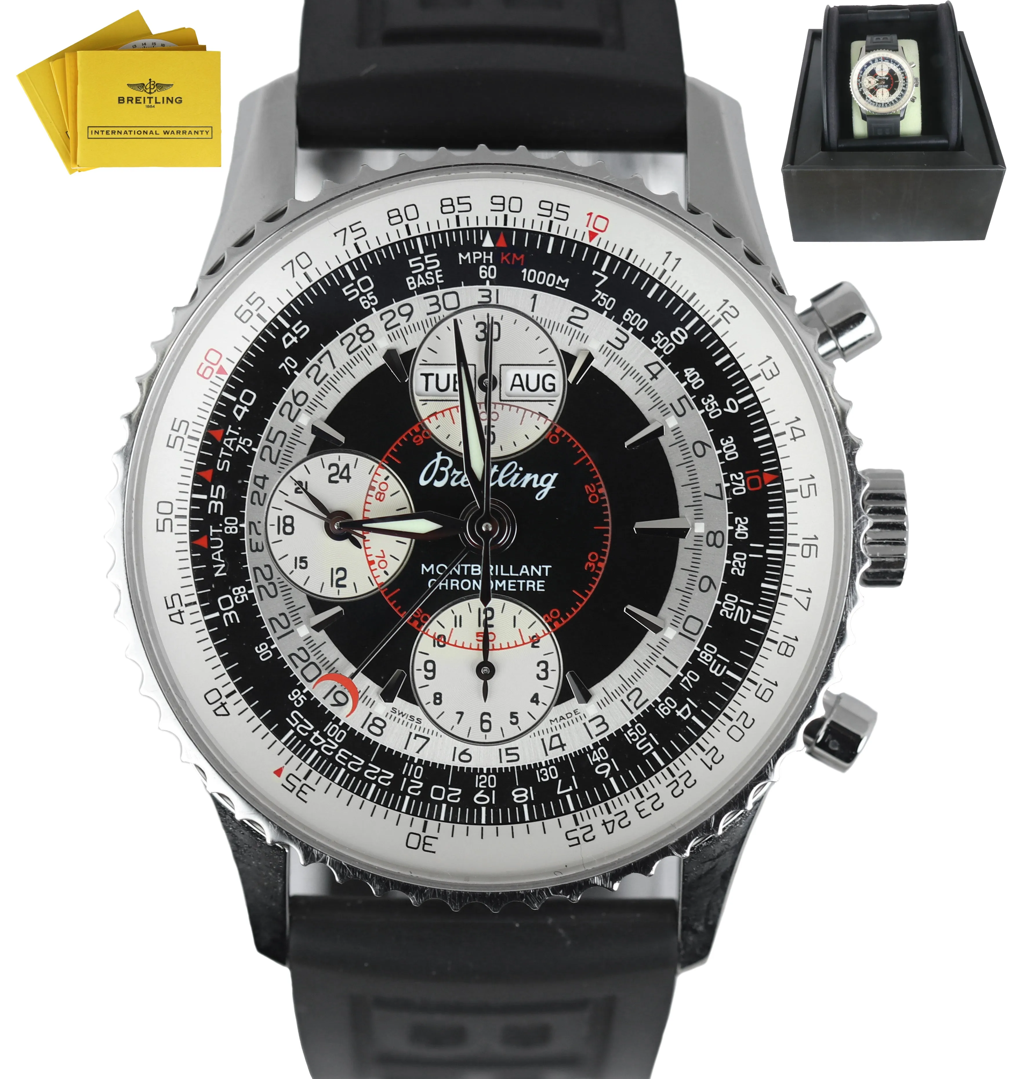 Breitling Datora Montbrillant Panda White Chronograph Stainless Auto A21330 43mm