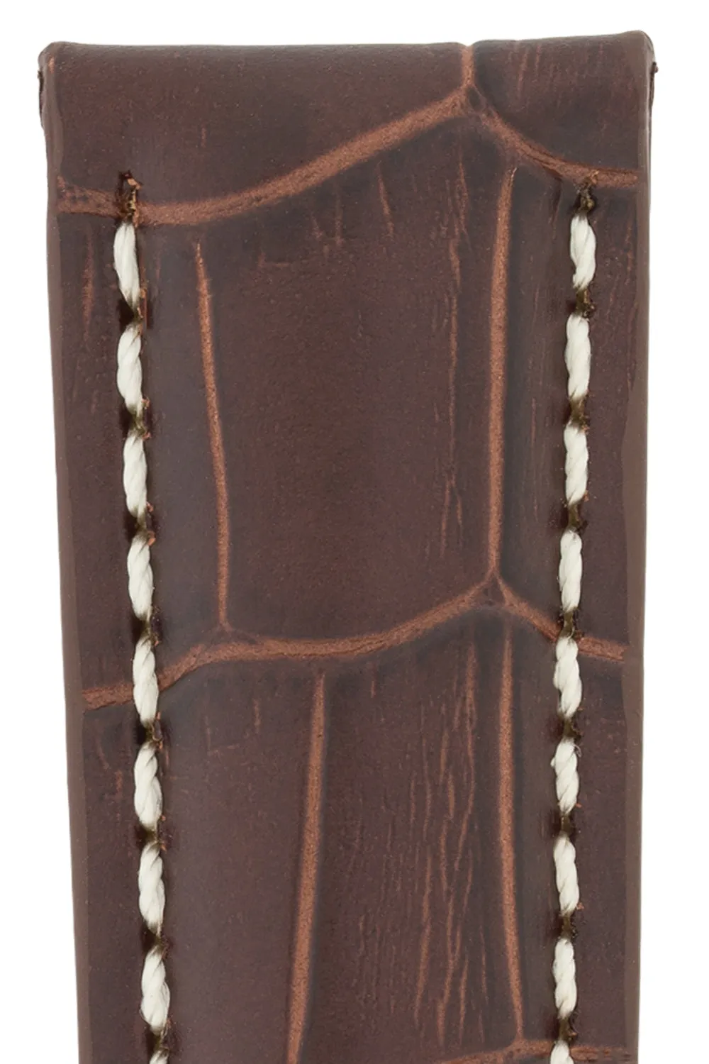 Breitling-Style Alligator-Embossed Watch Strap & Buckle Tabac