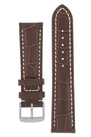 Breitling-Style Alligator-Embossed Watch Strap & Buckle Tabac